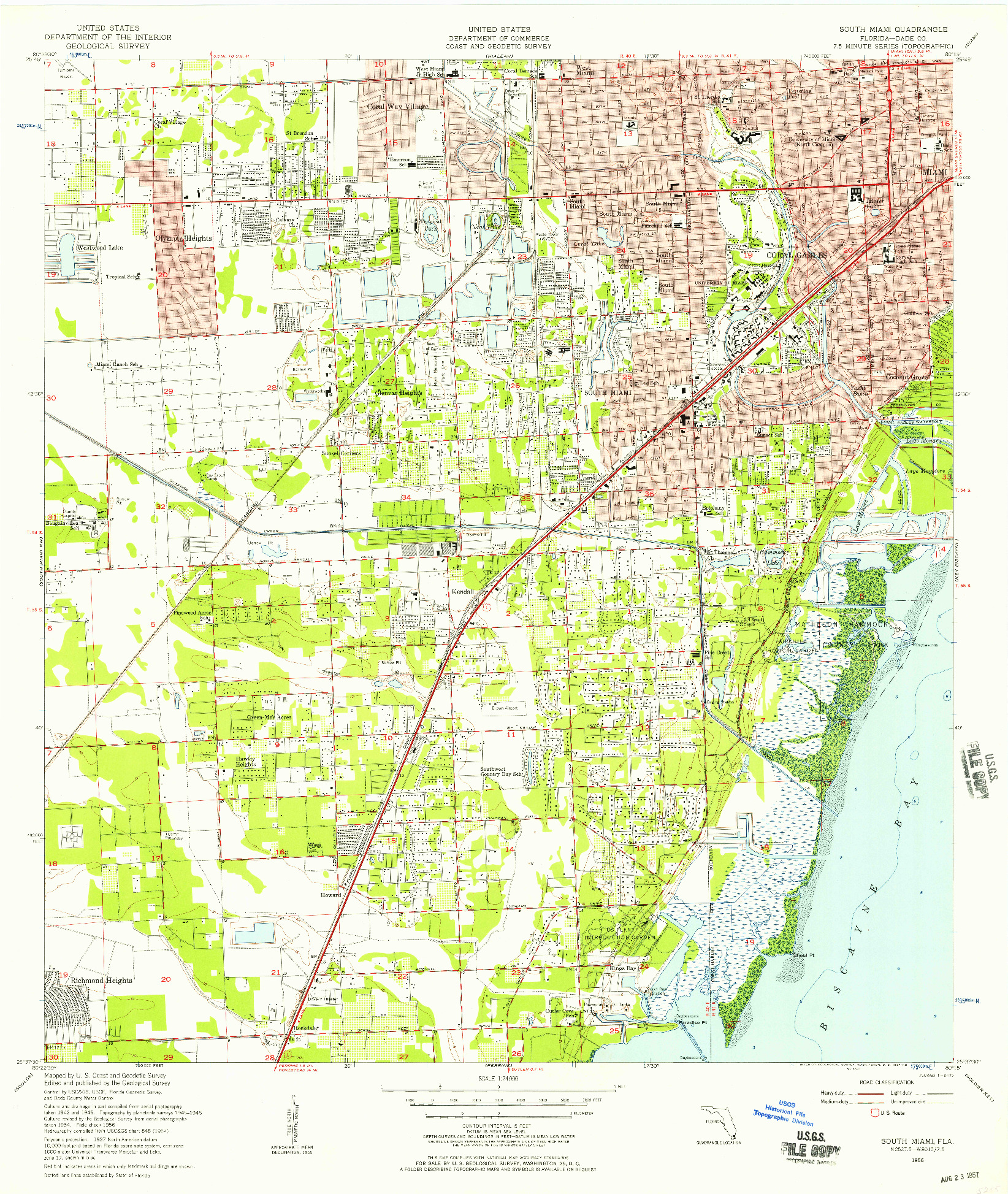USGS 1:24000-SCALE QUADRANGLE FOR SOUTH MIAMI, FL 1956