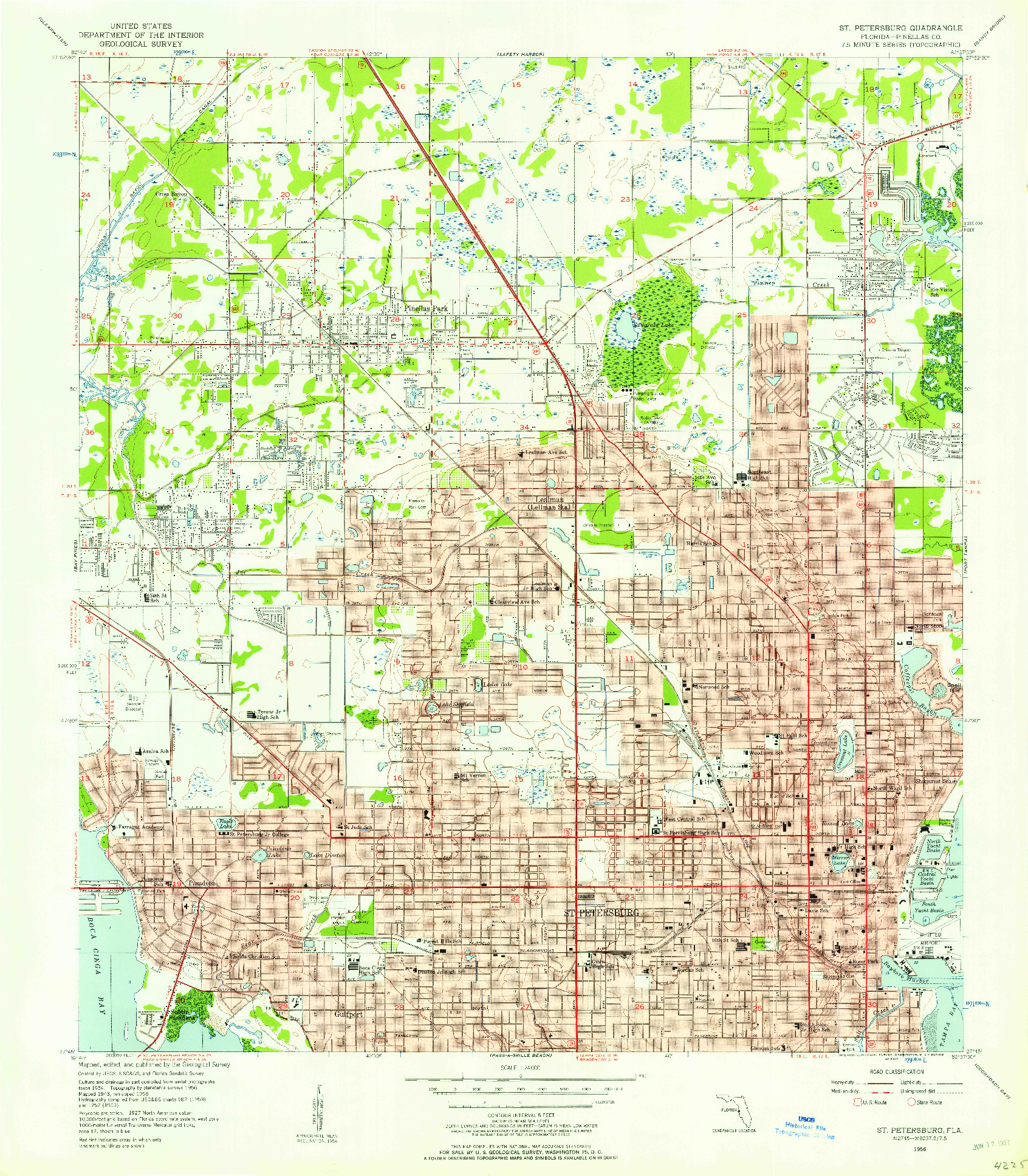 USGS 1:24000-SCALE QUADRANGLE FOR ST. PETERSBURG, FL 1956