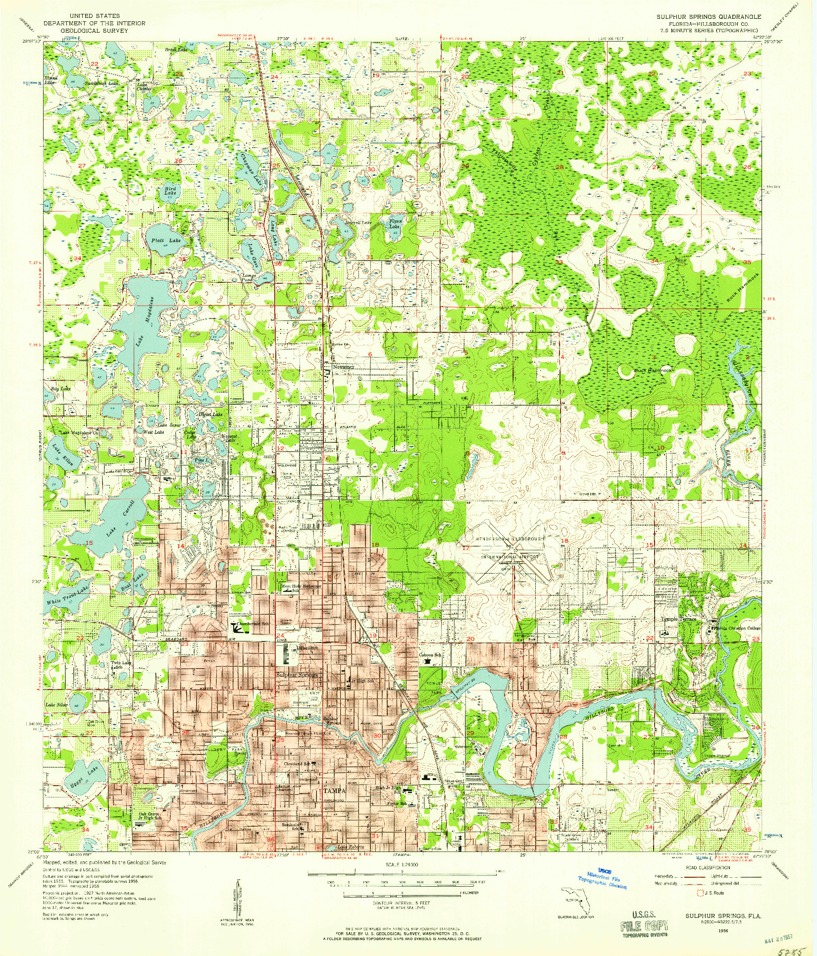 USGS 1:24000-SCALE QUADRANGLE FOR SULPHUR SPRINGS, FL 1956