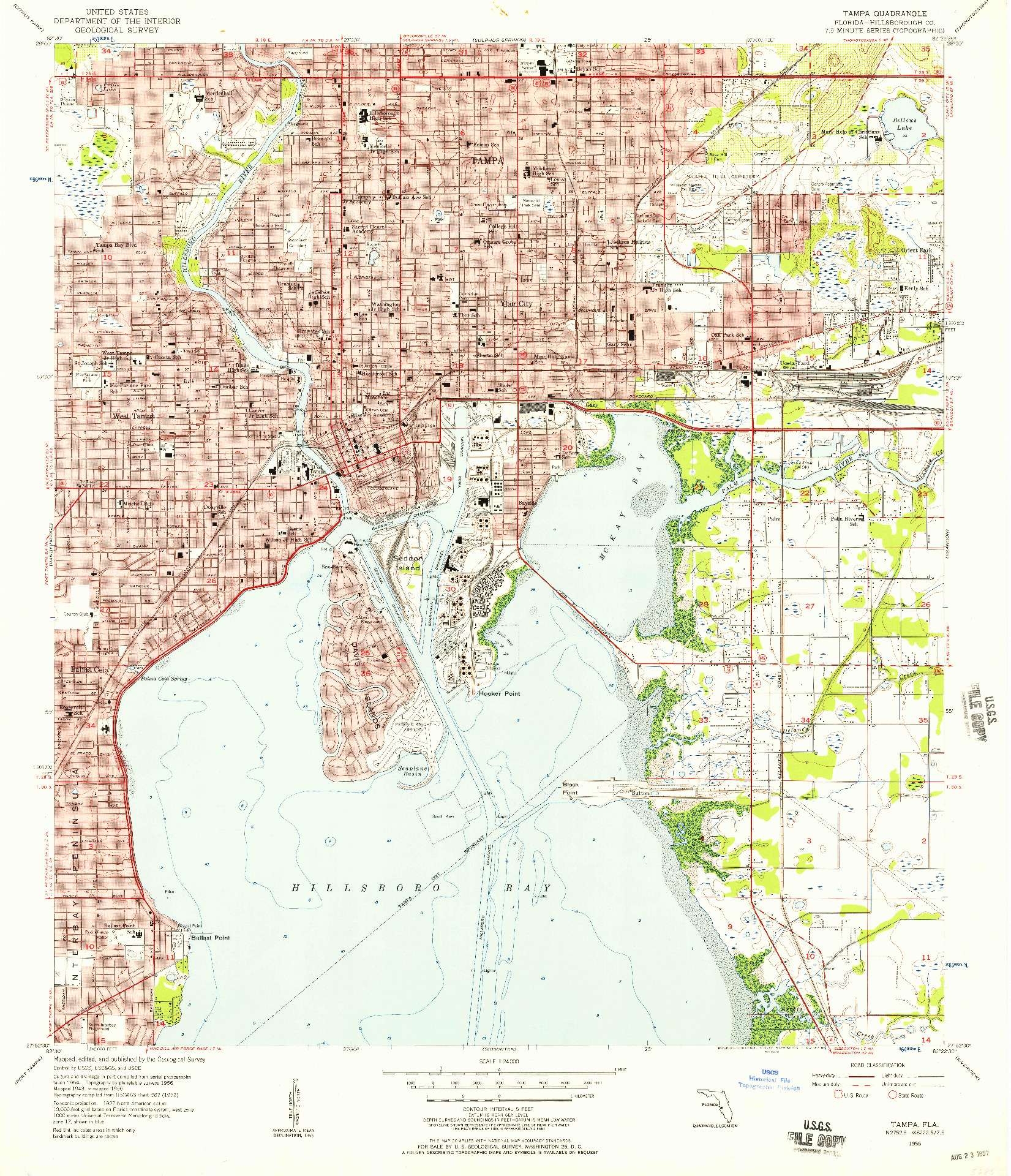 USGS 1:24000-SCALE QUADRANGLE FOR TAMPA, FL 1956