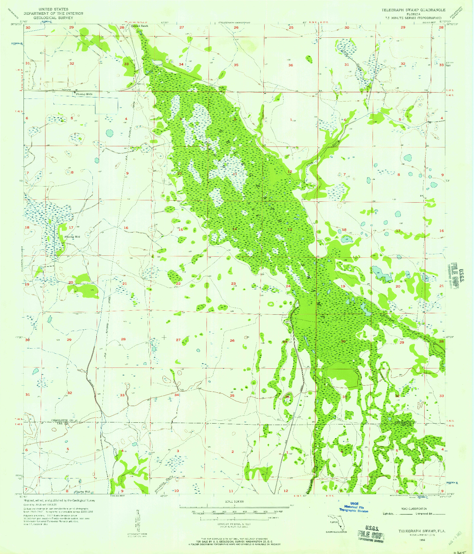 USGS 1:24000-SCALE QUADRANGLE FOR TELEGRAPH SWAMP, FL 1956