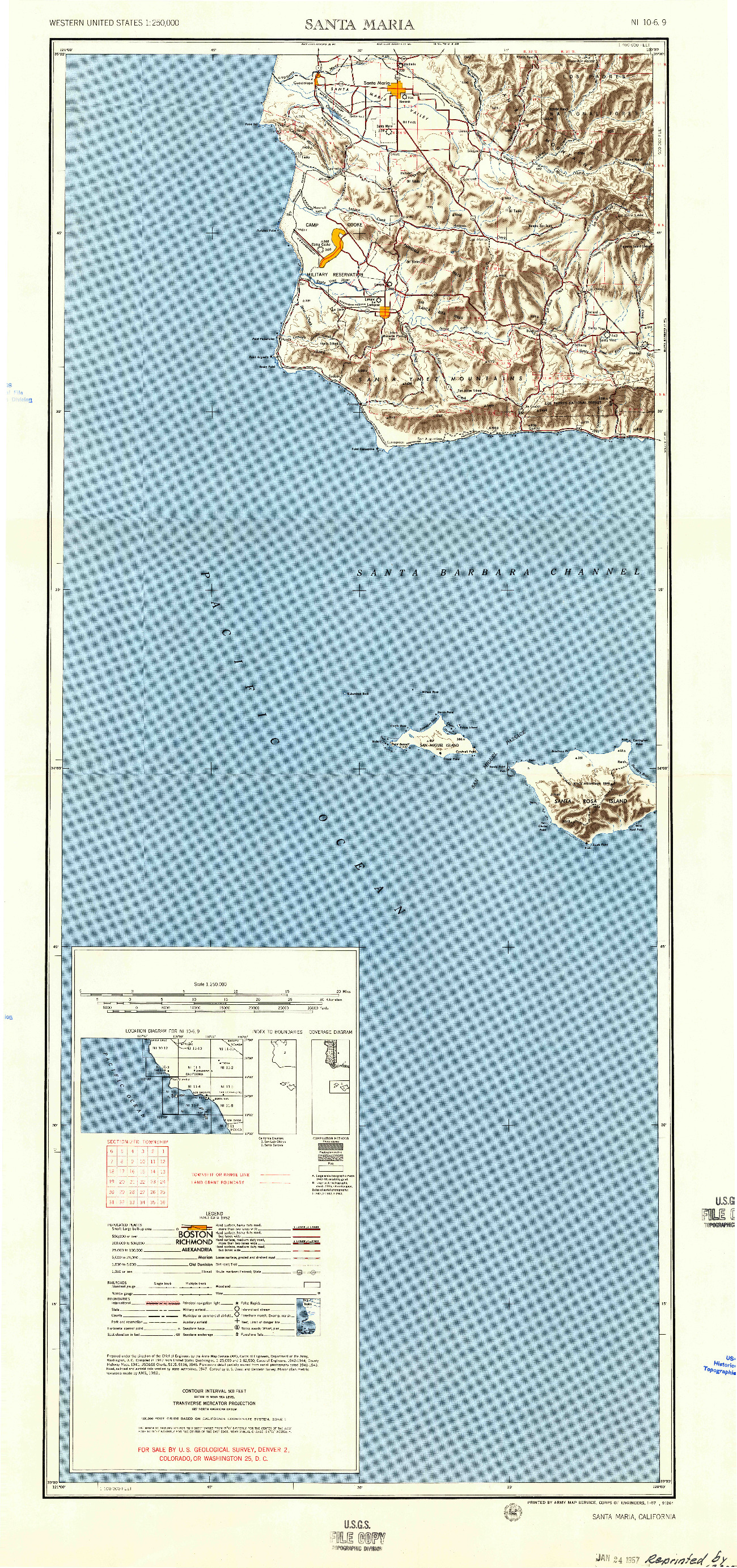 USGS 1:250000-SCALE QUADRANGLE FOR SANTA MARIA, CA 1957