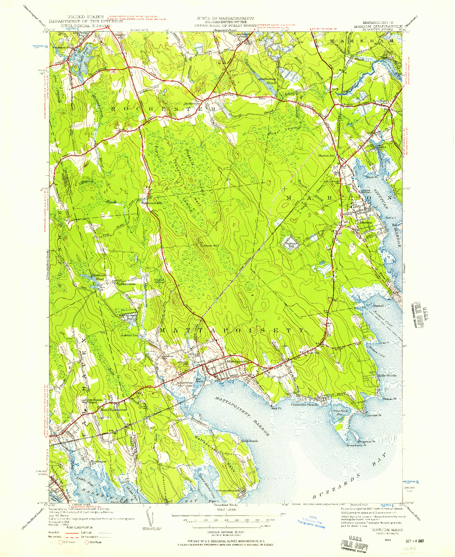 USGS 1:24000-SCALE QUADRANGLE FOR MARION, MA 1943