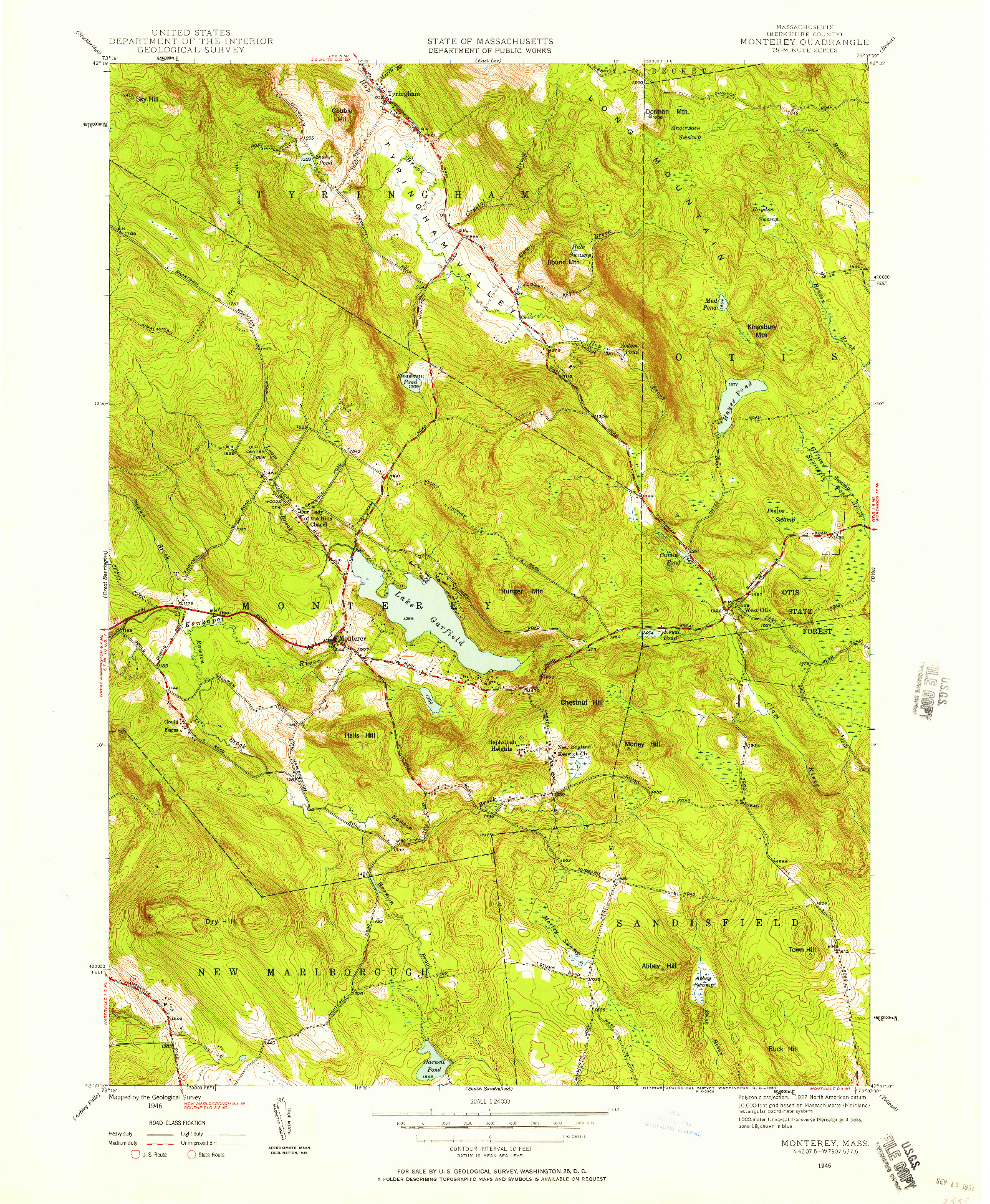 USGS 1:24000-SCALE QUADRANGLE FOR MONTEREY, MA 1946