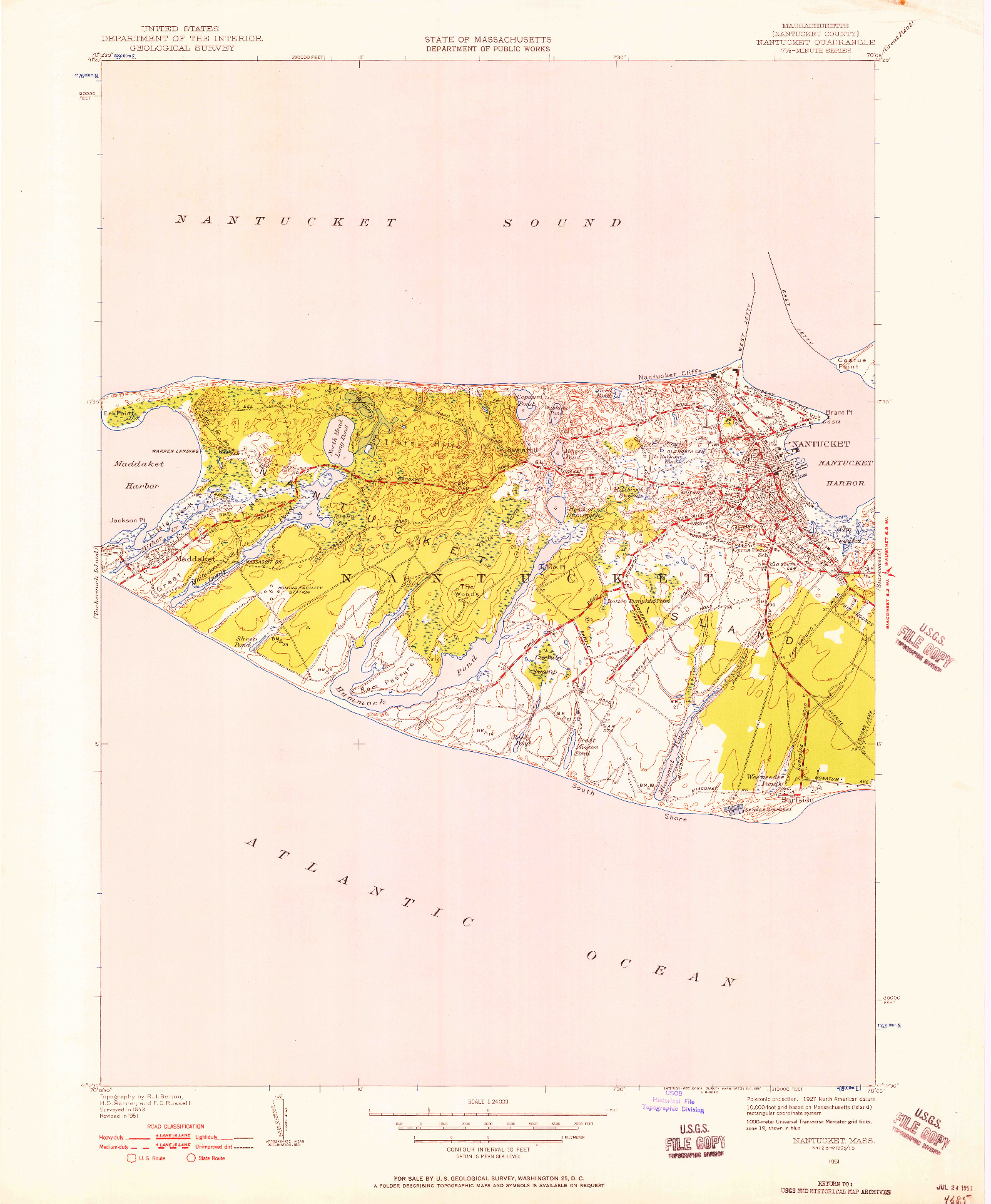 USGS 1:24000-SCALE QUADRANGLE FOR NANTUCKET, MA 1951