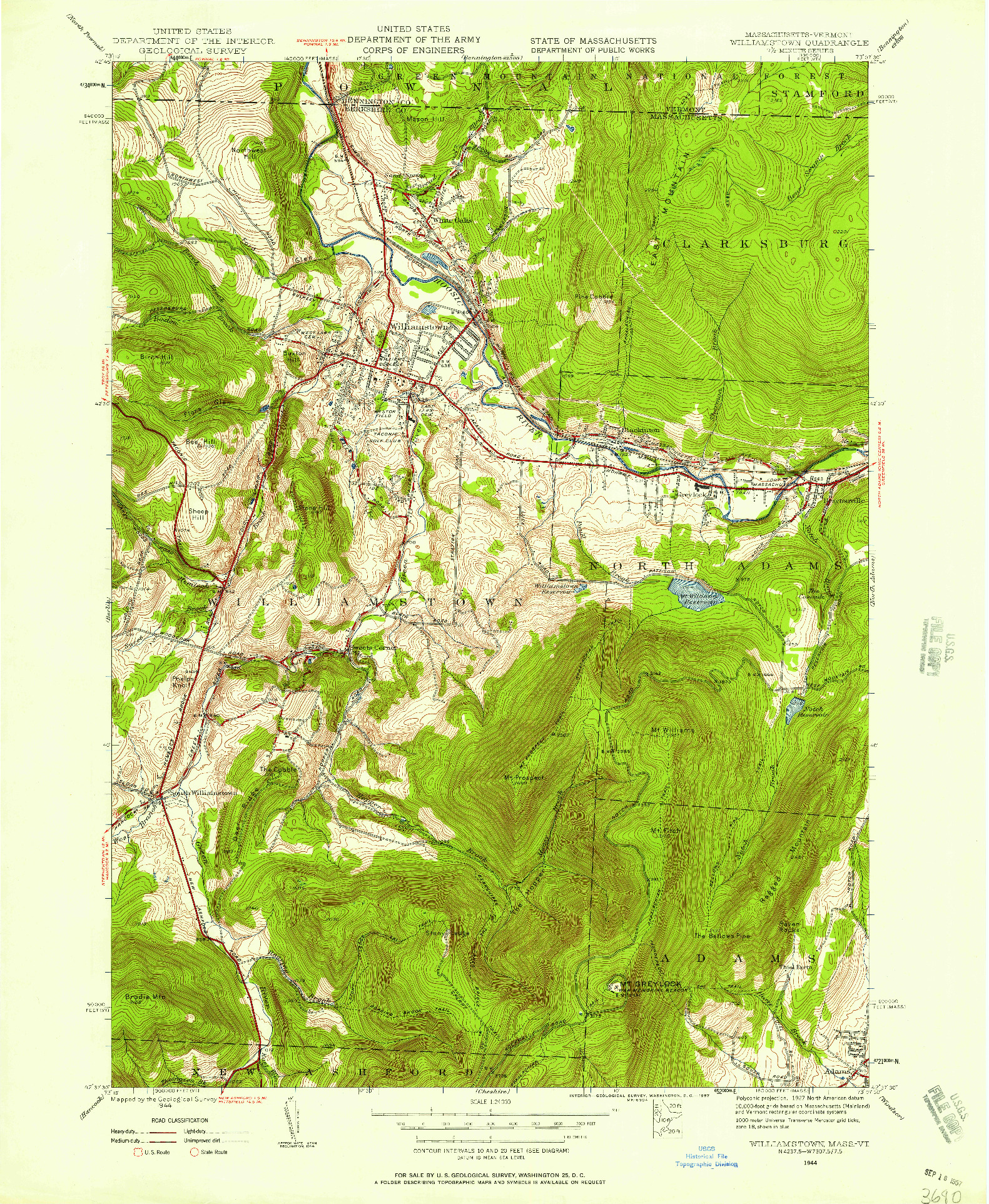 USGS 1:24000-SCALE QUADRANGLE FOR WILLIAMSTOWN, MA 1944