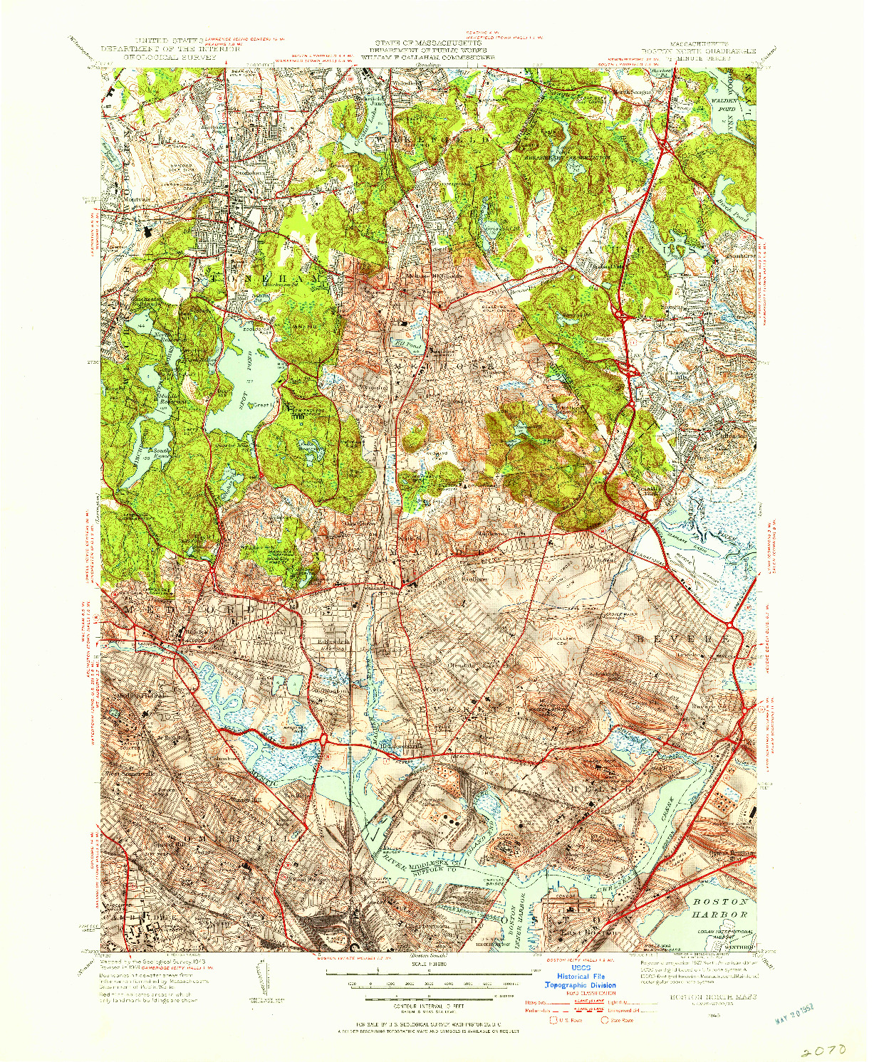 USGS 1:31680-SCALE QUADRANGLE FOR BOSTON NORTH, MA 1949