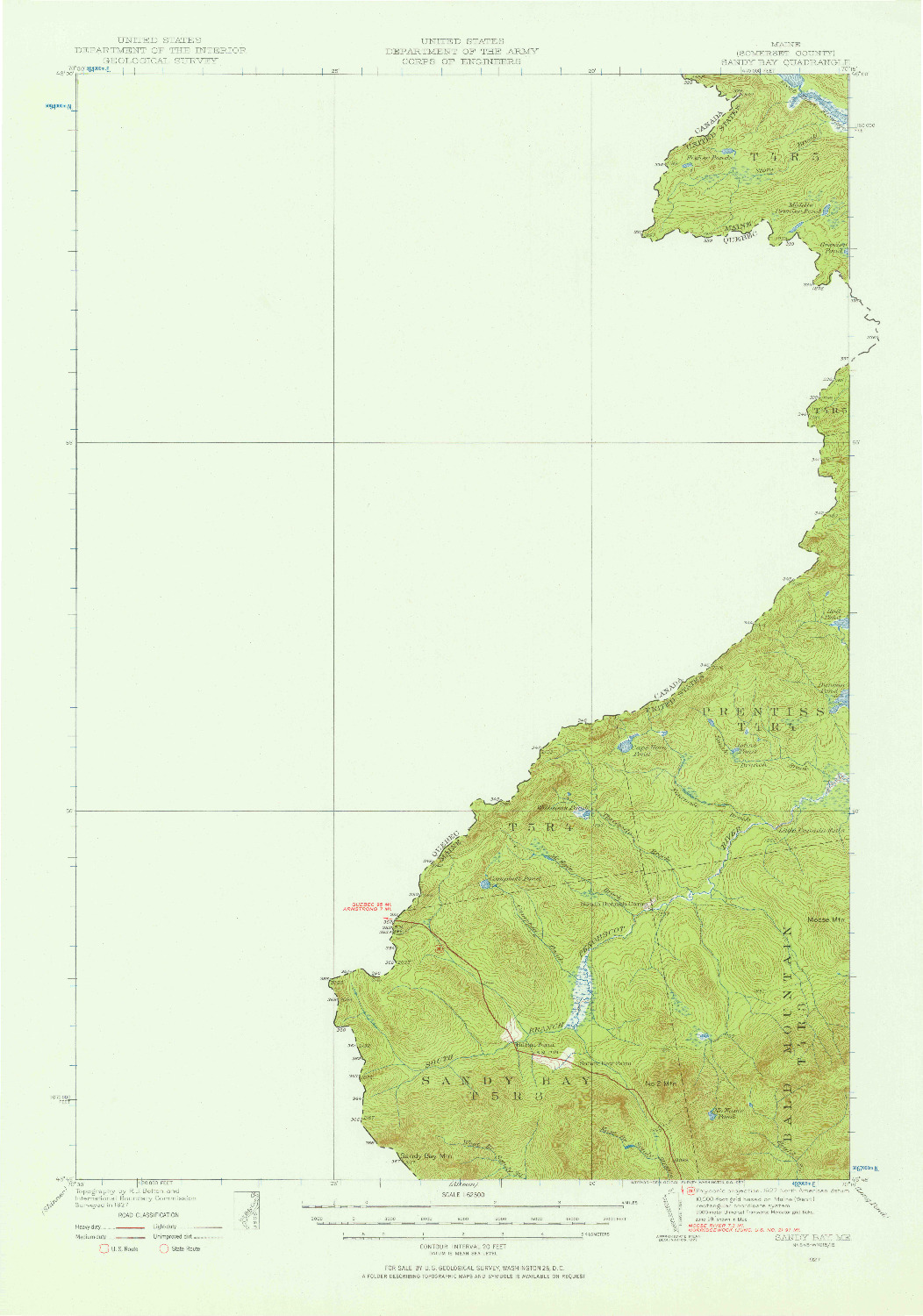 USGS 1:62500-SCALE QUADRANGLE FOR SANDY BAY, ME 1927