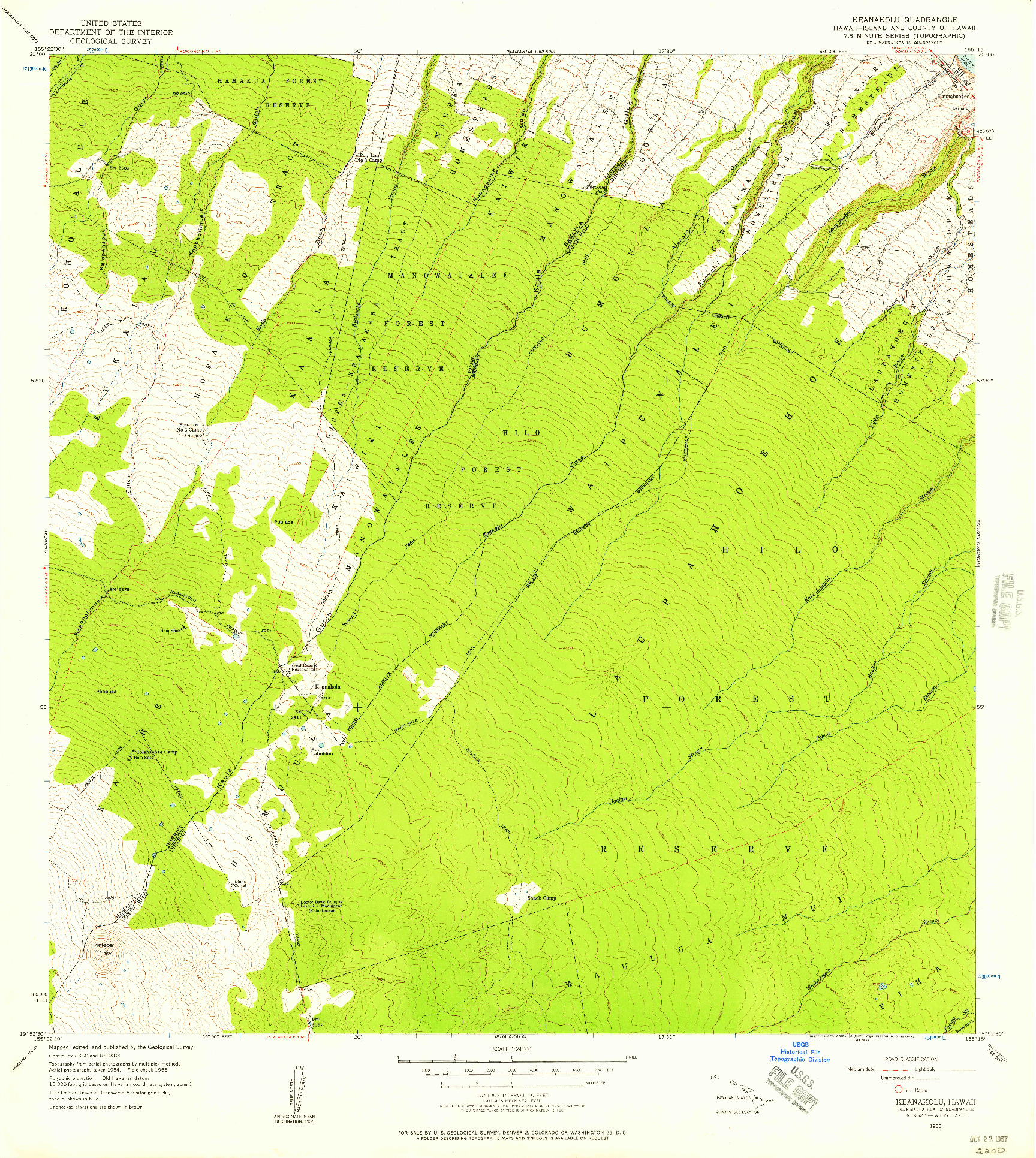 USGS 1:24000-SCALE QUADRANGLE FOR KEANAKOLU, HI 1956