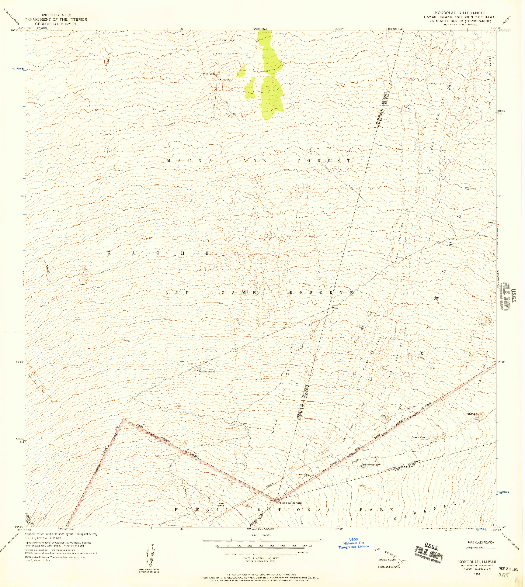 USGS 1:24000-SCALE QUADRANGLE FOR KOKOOLAU, HI 1956