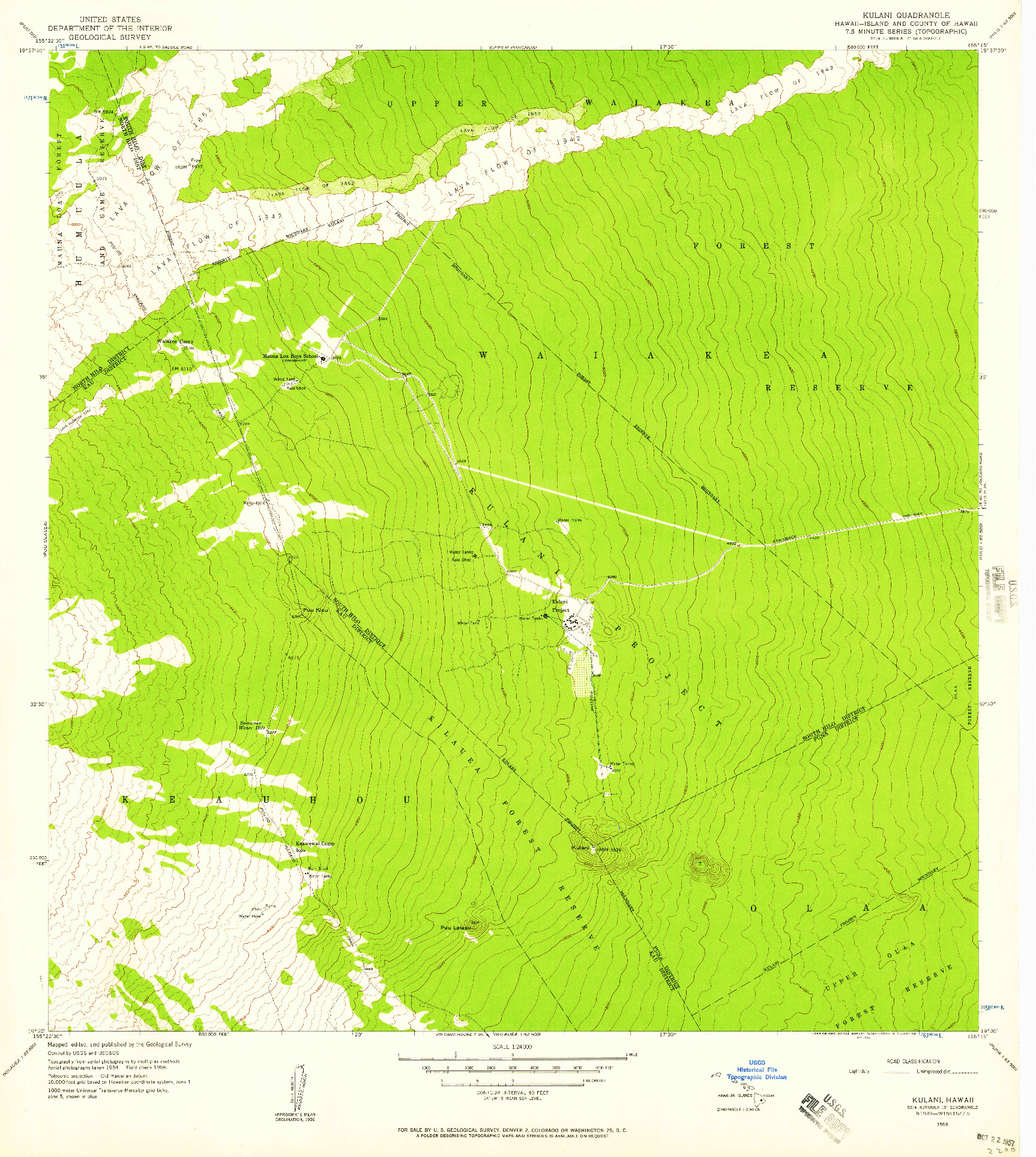 USGS 1:24000-SCALE QUADRANGLE FOR KULANI, HI 1956