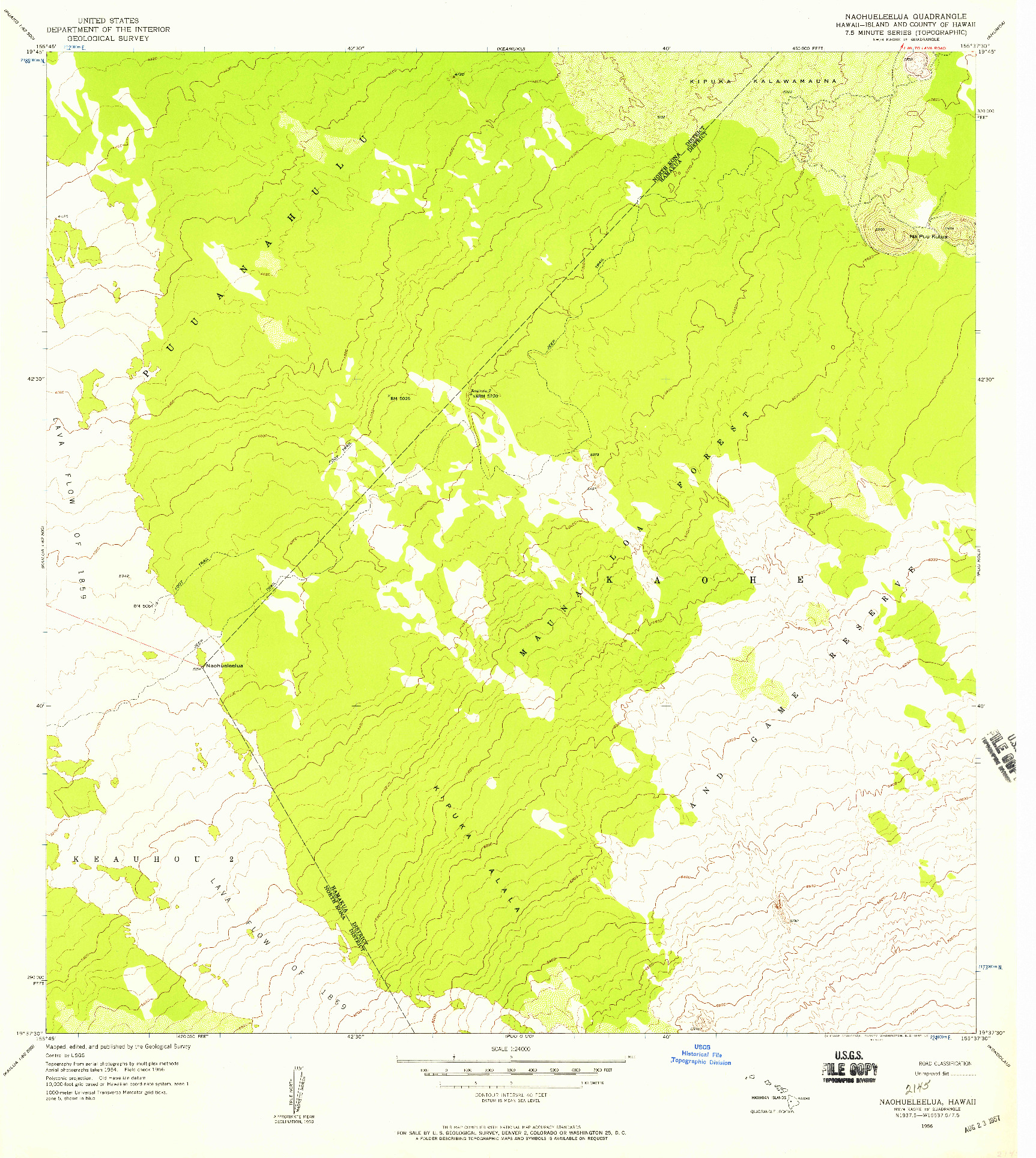 USGS 1:24000-SCALE QUADRANGLE FOR NAOHUELEELUA, HI 1956