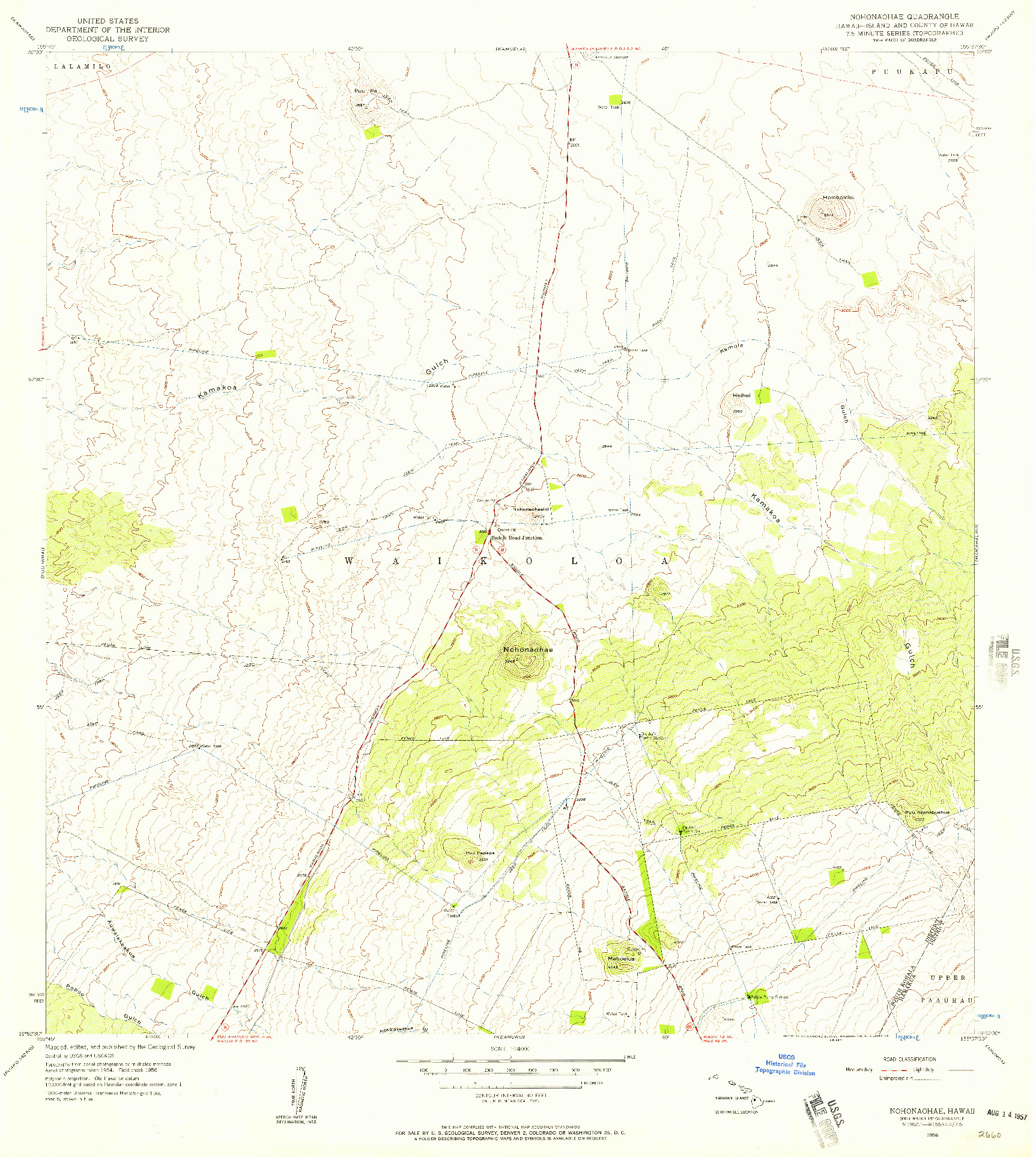 USGS 1:24000-SCALE QUADRANGLE FOR NOHONAOHAE, HI 1956