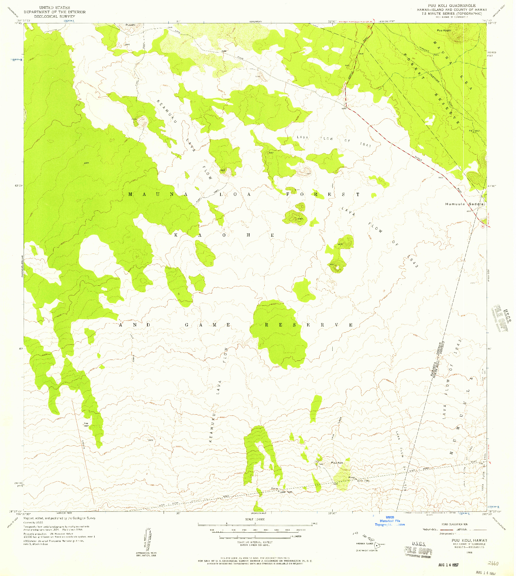 USGS 1:24000-SCALE QUADRANGLE FOR PUU KOLI, HI 1956