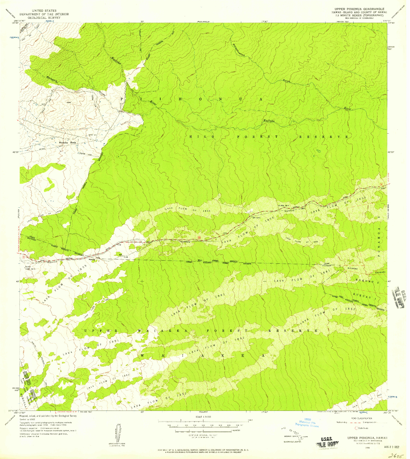 USGS 1:24000-SCALE QUADRANGLE FOR UPPER PIIHONUA, HI 1956