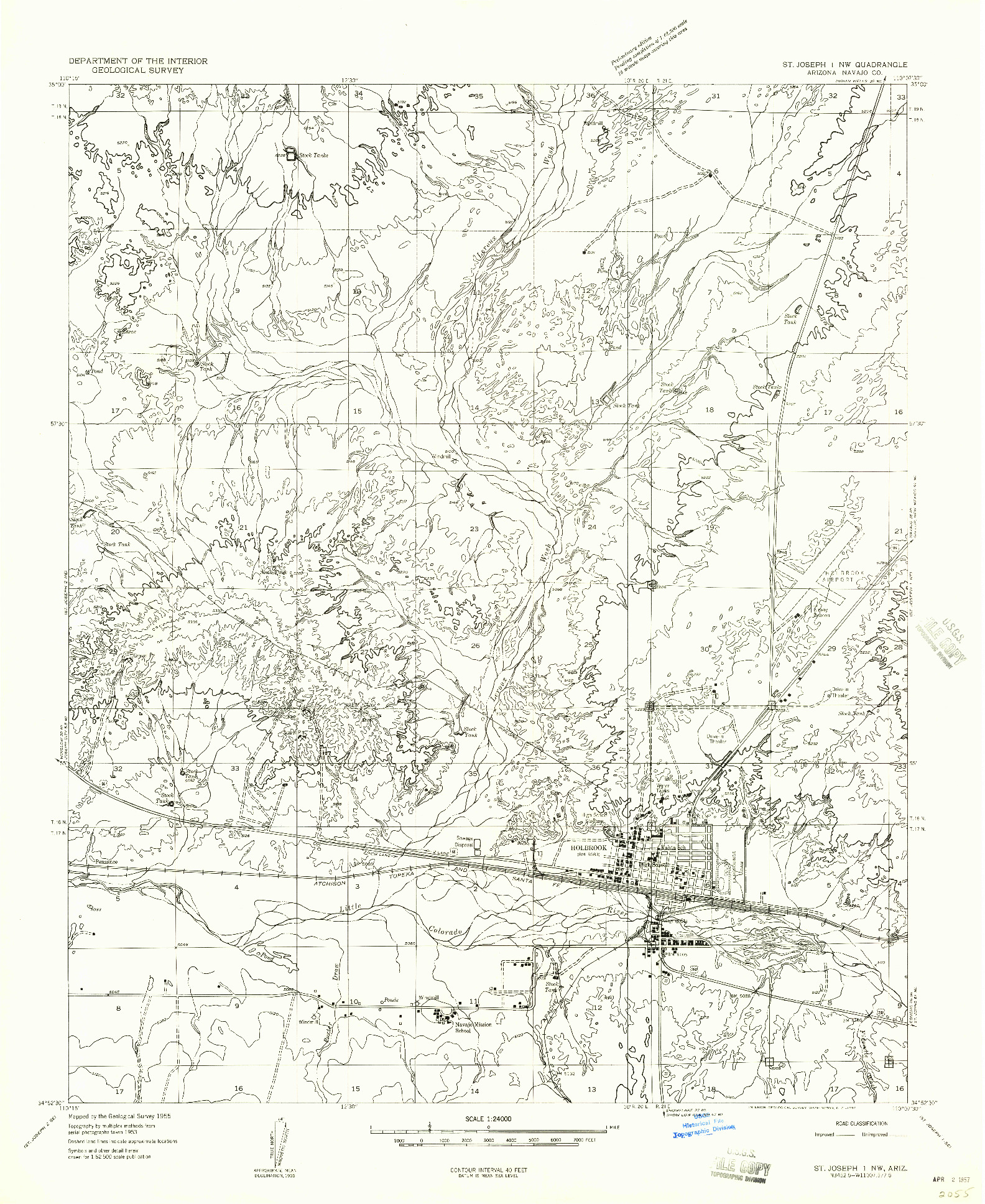 USGS 1:24000-SCALE QUADRANGLE FOR ST. JOSEPH 1 NW, AZ 1955