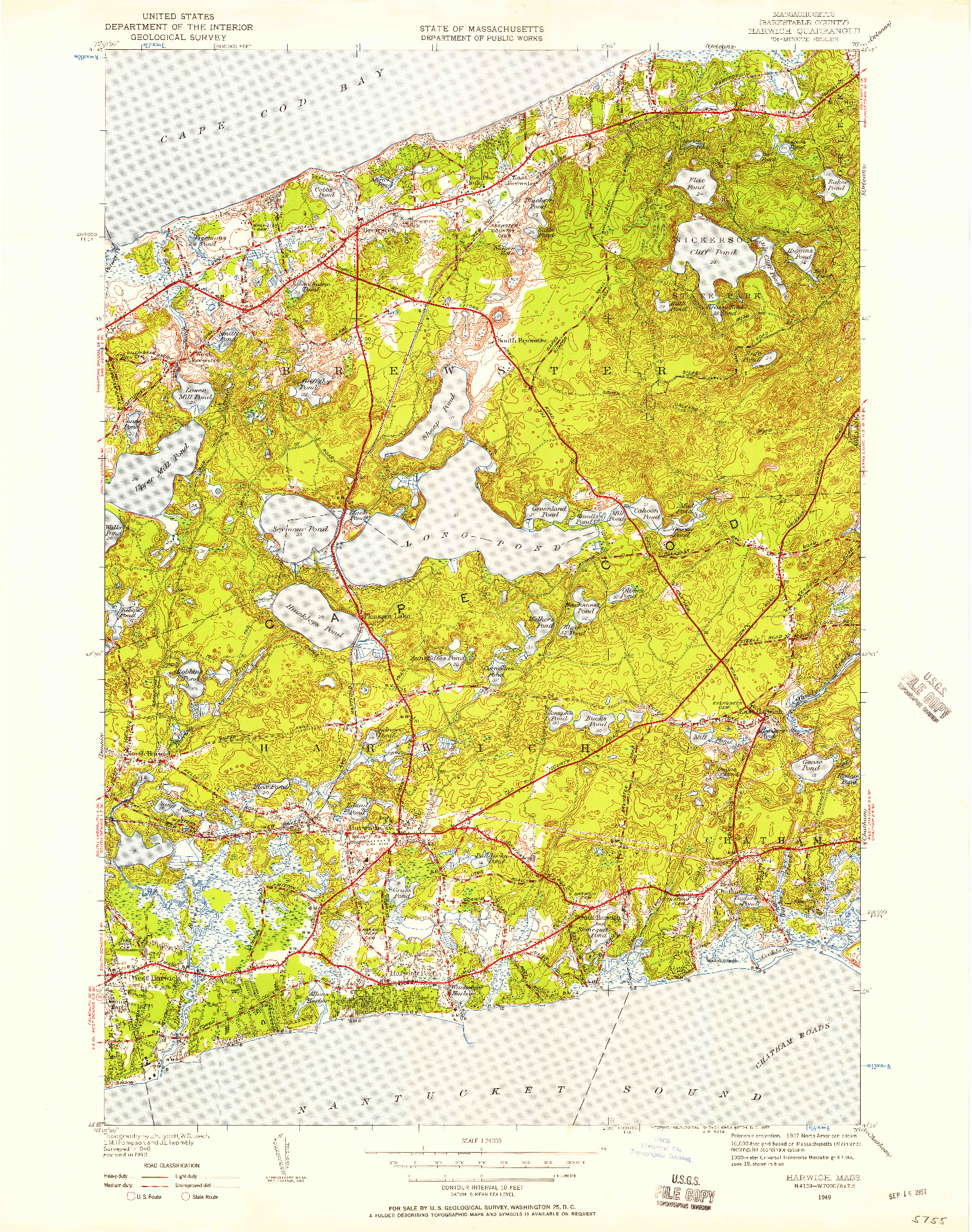 USGS 1:24000-SCALE QUADRANGLE FOR HARWICH, MA 1949