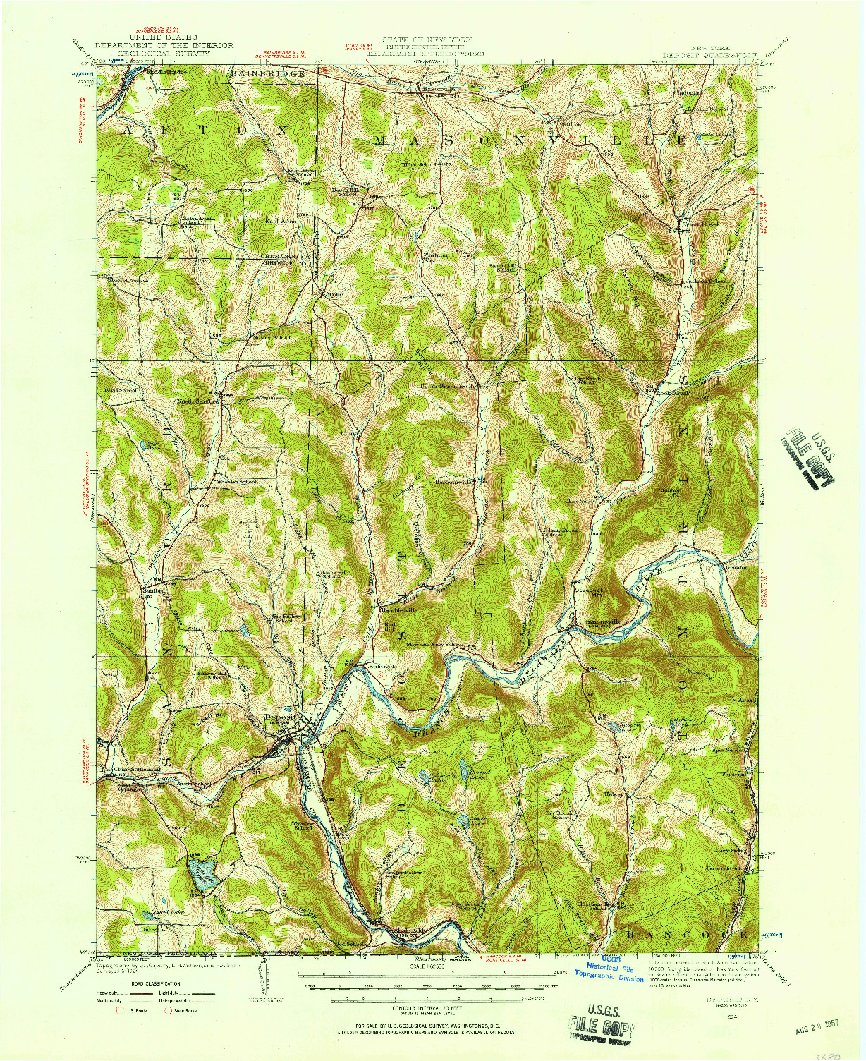 USGS 1:62500-SCALE QUADRANGLE FOR DEPOSIT, NY 1924