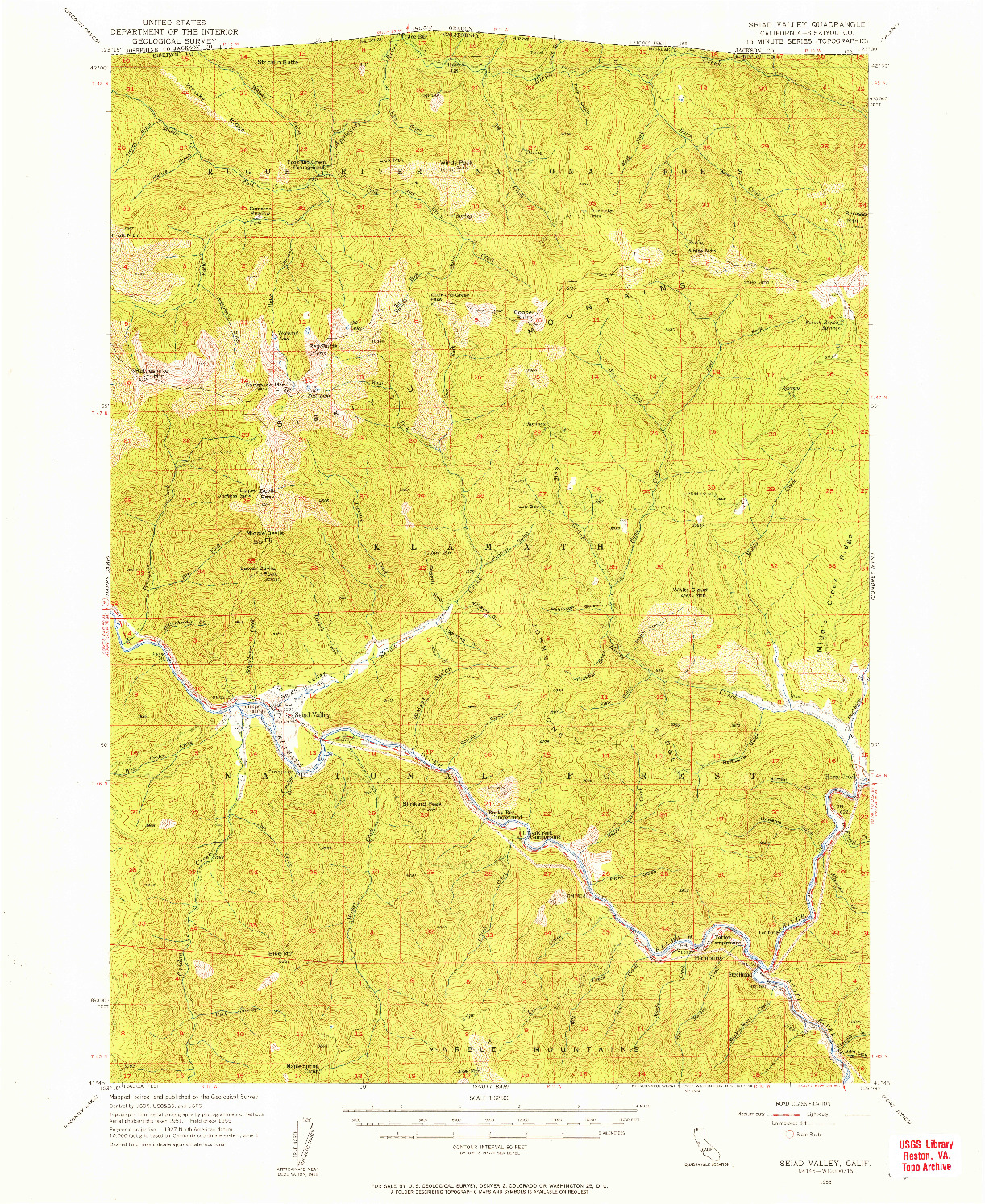 USGS 1:62500-SCALE QUADRANGLE FOR SEIAD VALLEY, CA 1955