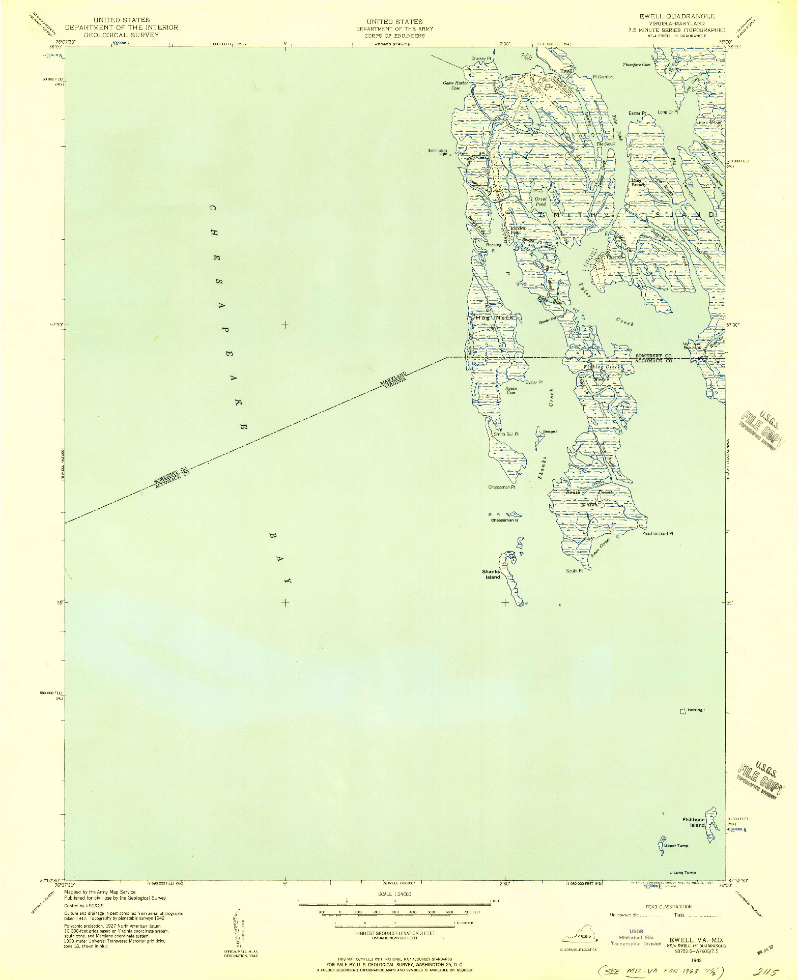 USGS 1:24000-SCALE QUADRANGLE FOR EWELL, VA 1942