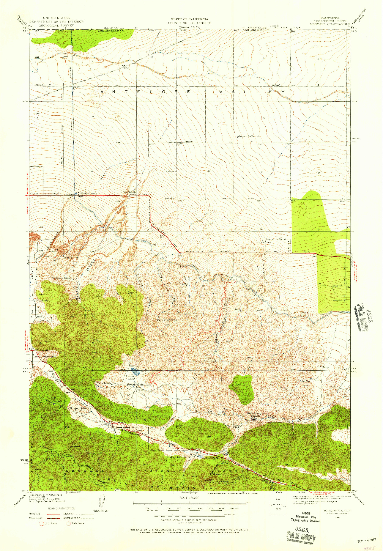 USGS 1:24000-SCALE QUADRANGLE FOR MANZANA, CA 1950