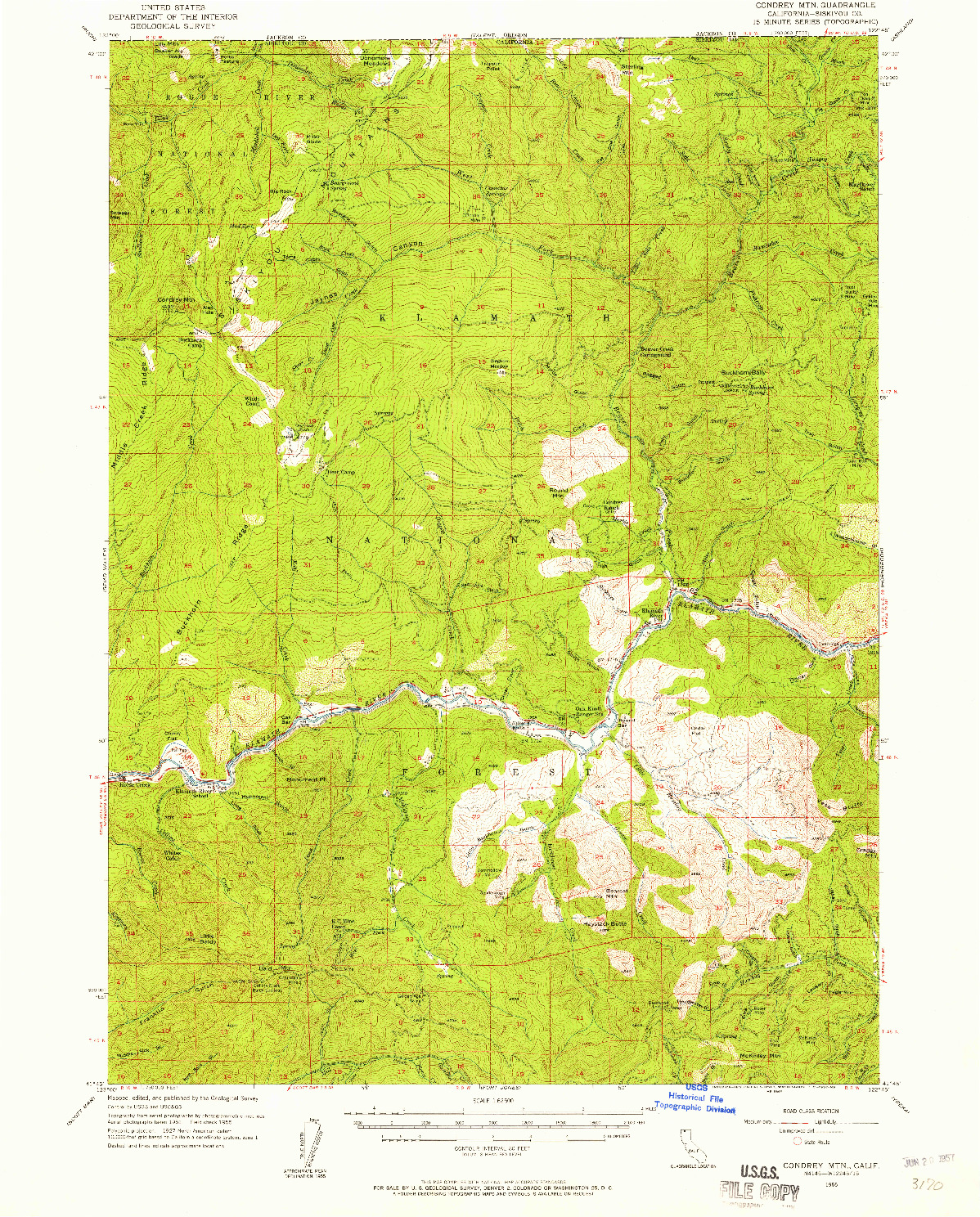 USGS 1:62500-SCALE QUADRANGLE FOR CONDREY MTN, CA 1955