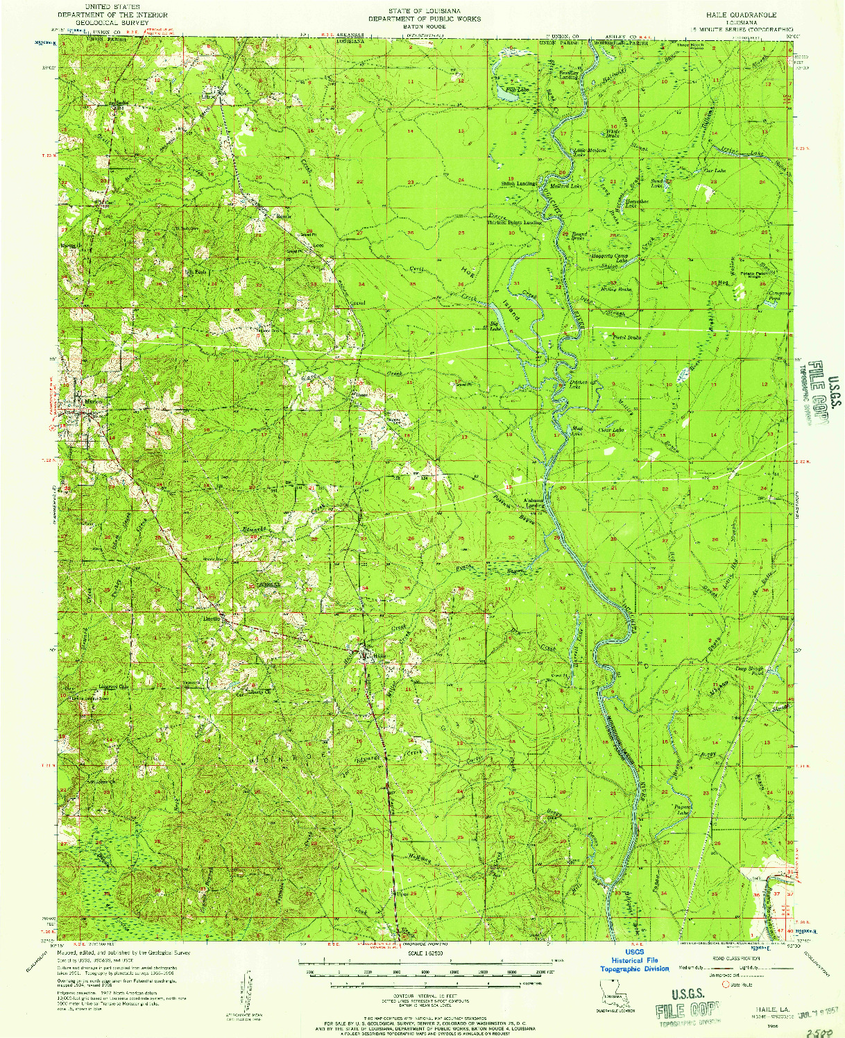 USGS 1:62500-SCALE QUADRANGLE FOR HAILE, LA 1956