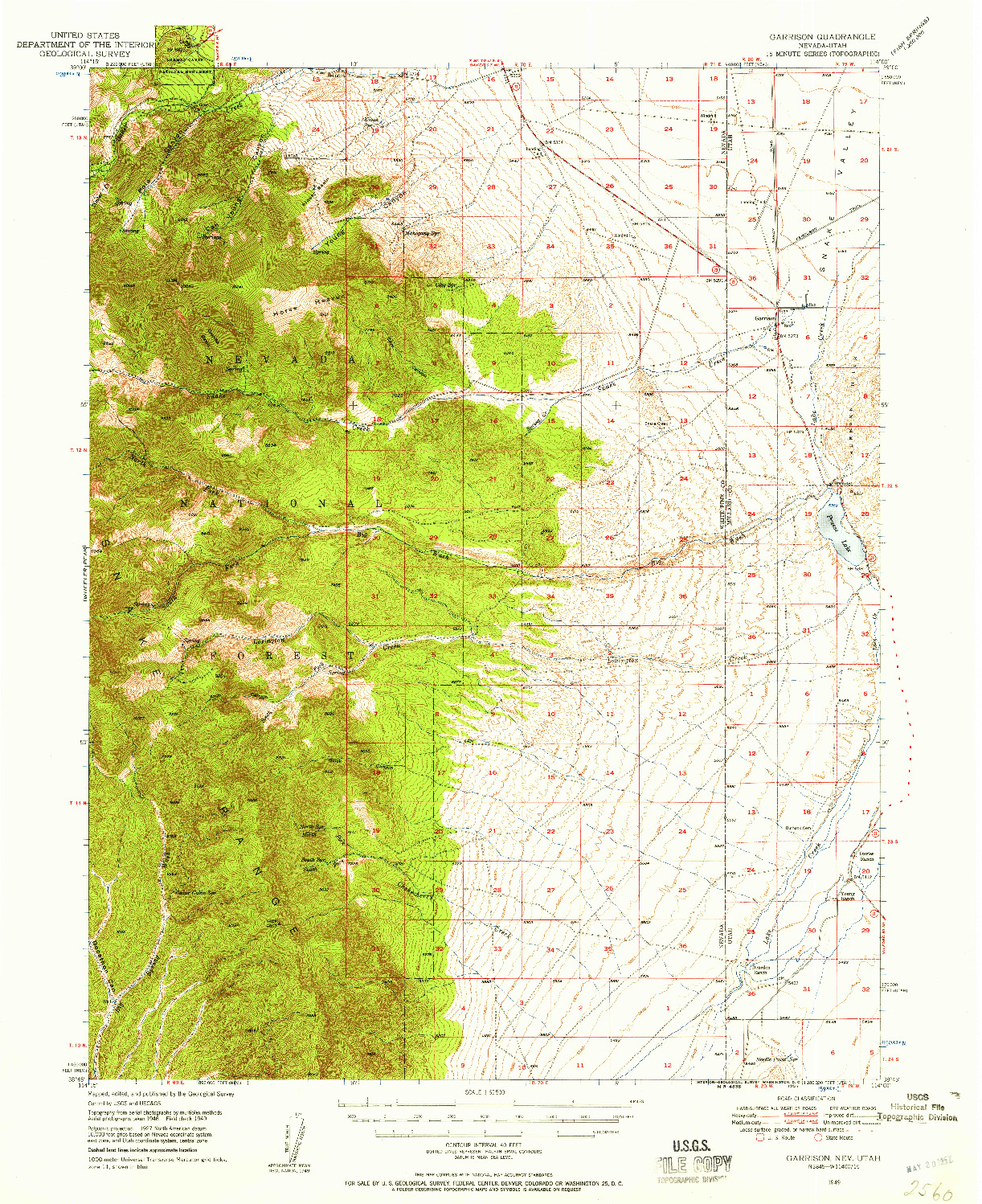 USGS 1:62500-SCALE QUADRANGLE FOR GARRISON, NV 1949