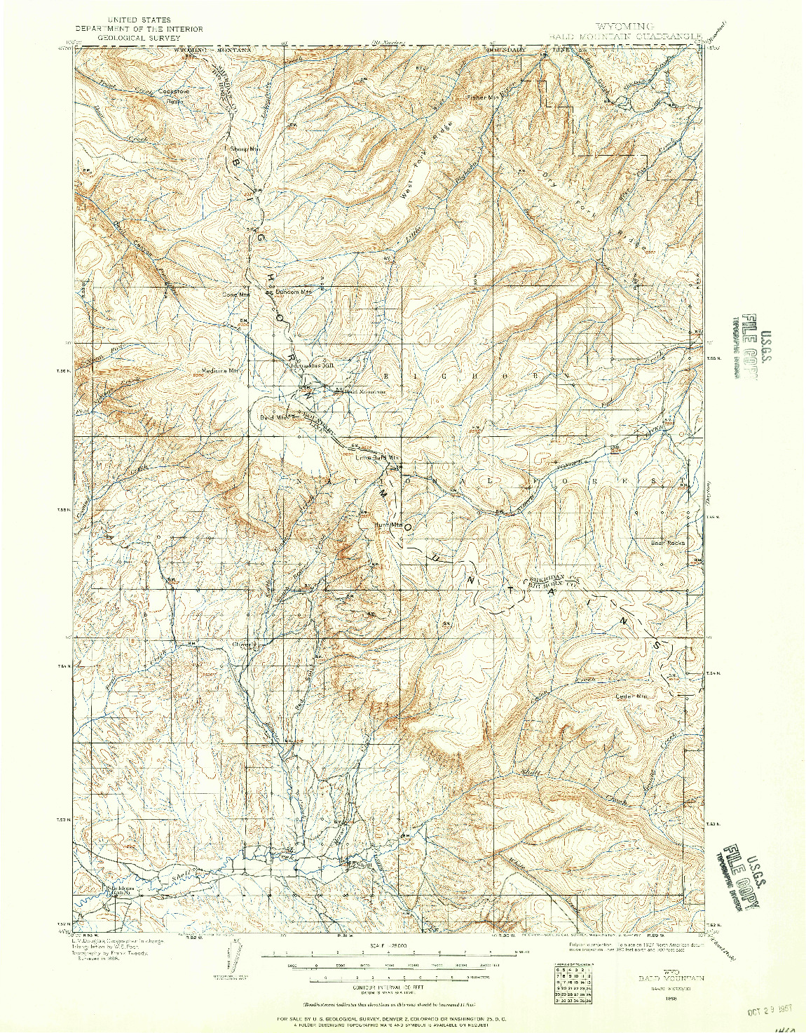 USGS 1:125000-SCALE QUADRANGLE FOR BALD MOUNTAIN, WY 1898