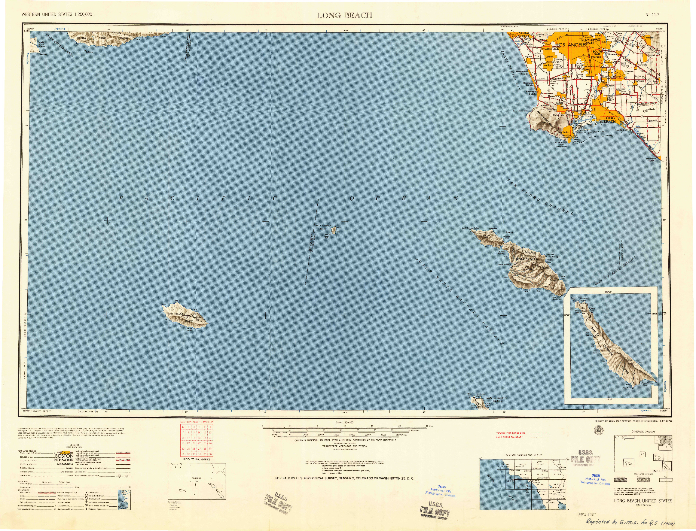 USGS 1:250000-SCALE QUADRANGLE FOR LONG BEACH, CA 1957