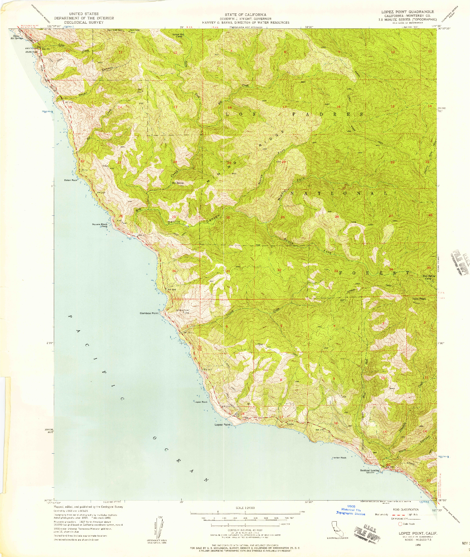 USGS 1:24000-SCALE QUADRANGLE FOR LOPEZ POINT, CA 1956