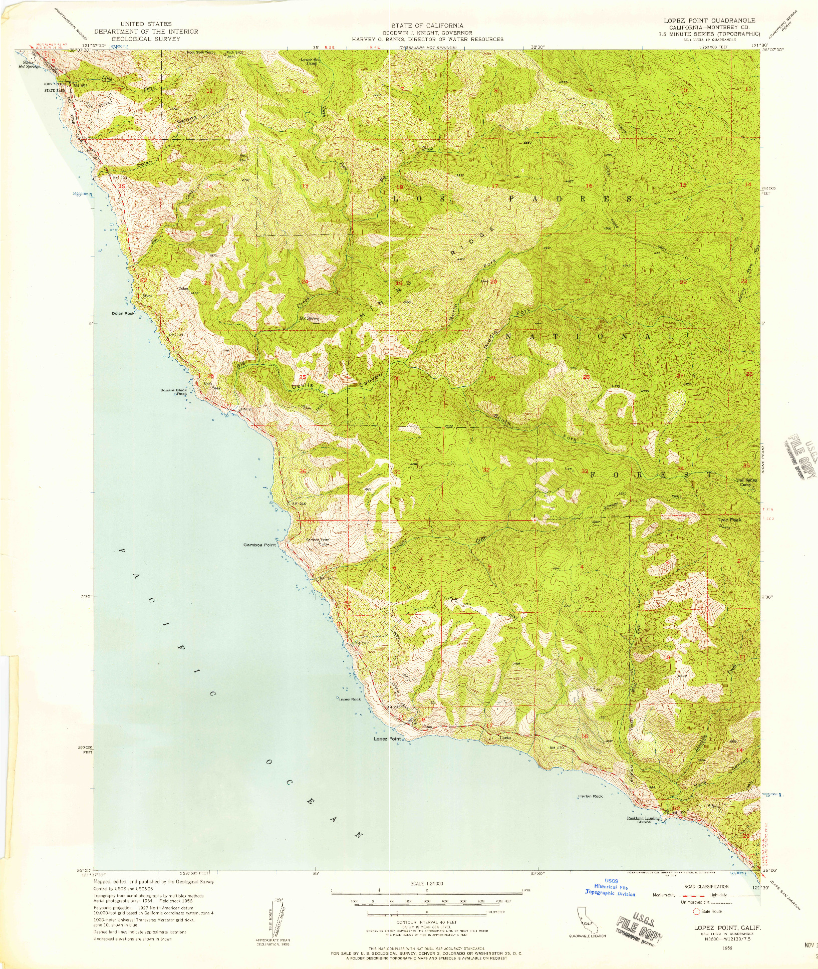USGS 1:24000-SCALE QUADRANGLE FOR LOPEZ POINT, CA 1956
