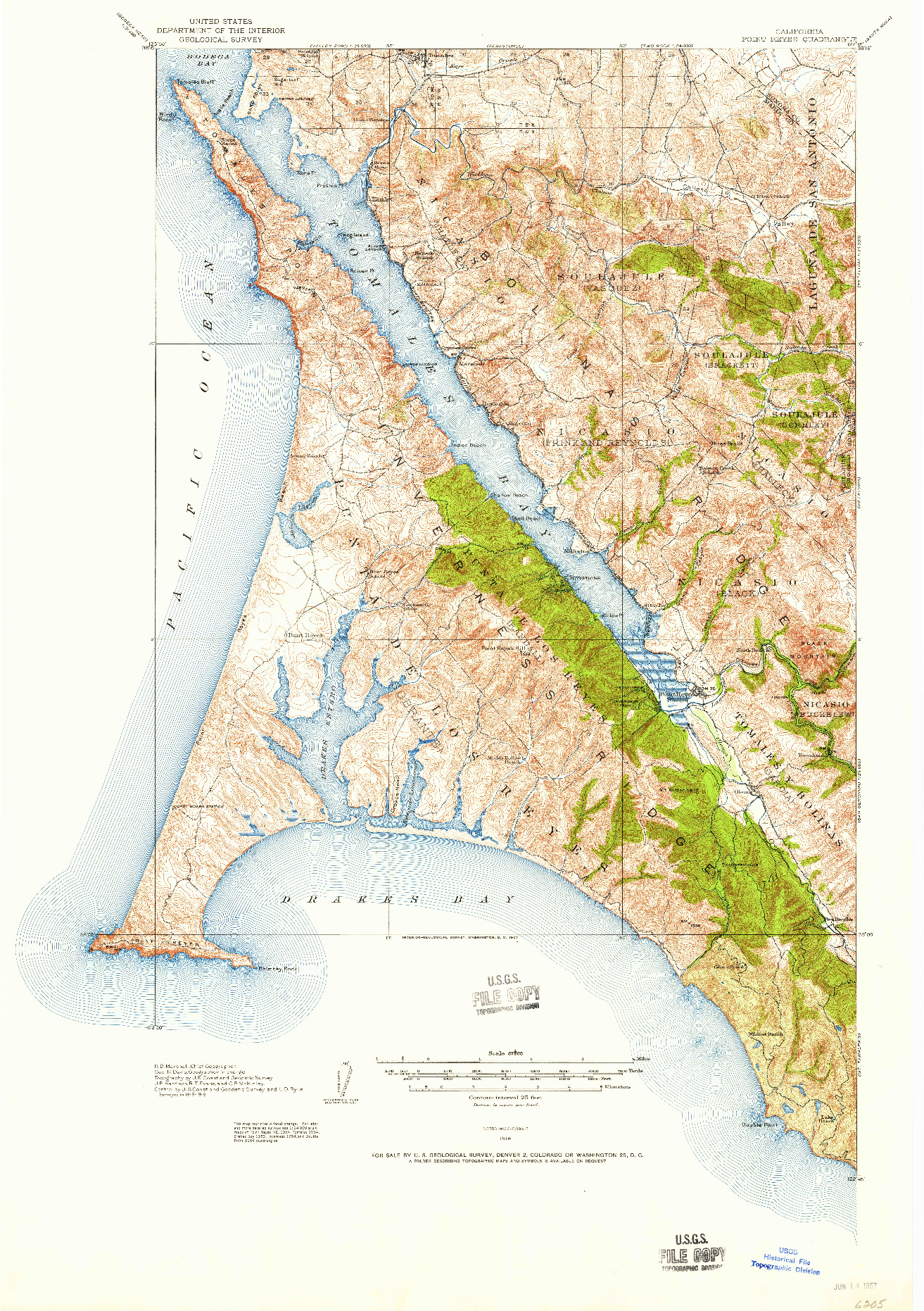 USGS 1:62500-SCALE QUADRANGLE FOR POINT REYES, CA 1916