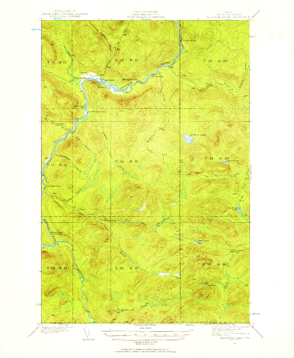 USGS 1:62500-SCALE QUADRANGLE FOR ALLAGASH FALLS, ME 1932