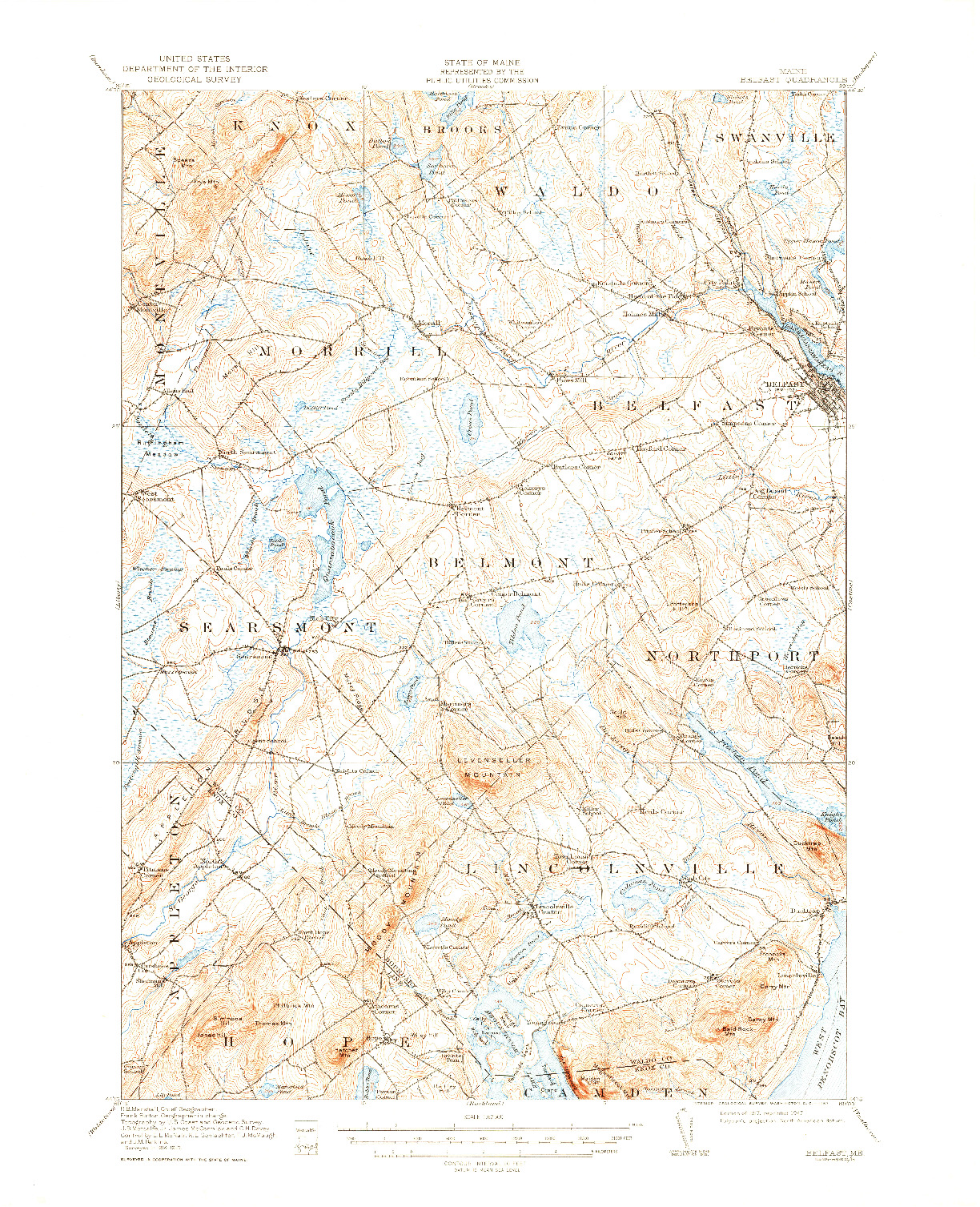 USGS 1:62500-SCALE QUADRANGLE FOR BELFAST, ME 1917