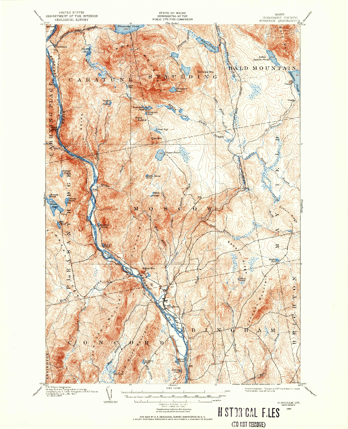USGS 1:62500-SCALE QUADRANGLE FOR BINGHAM, ME 1903