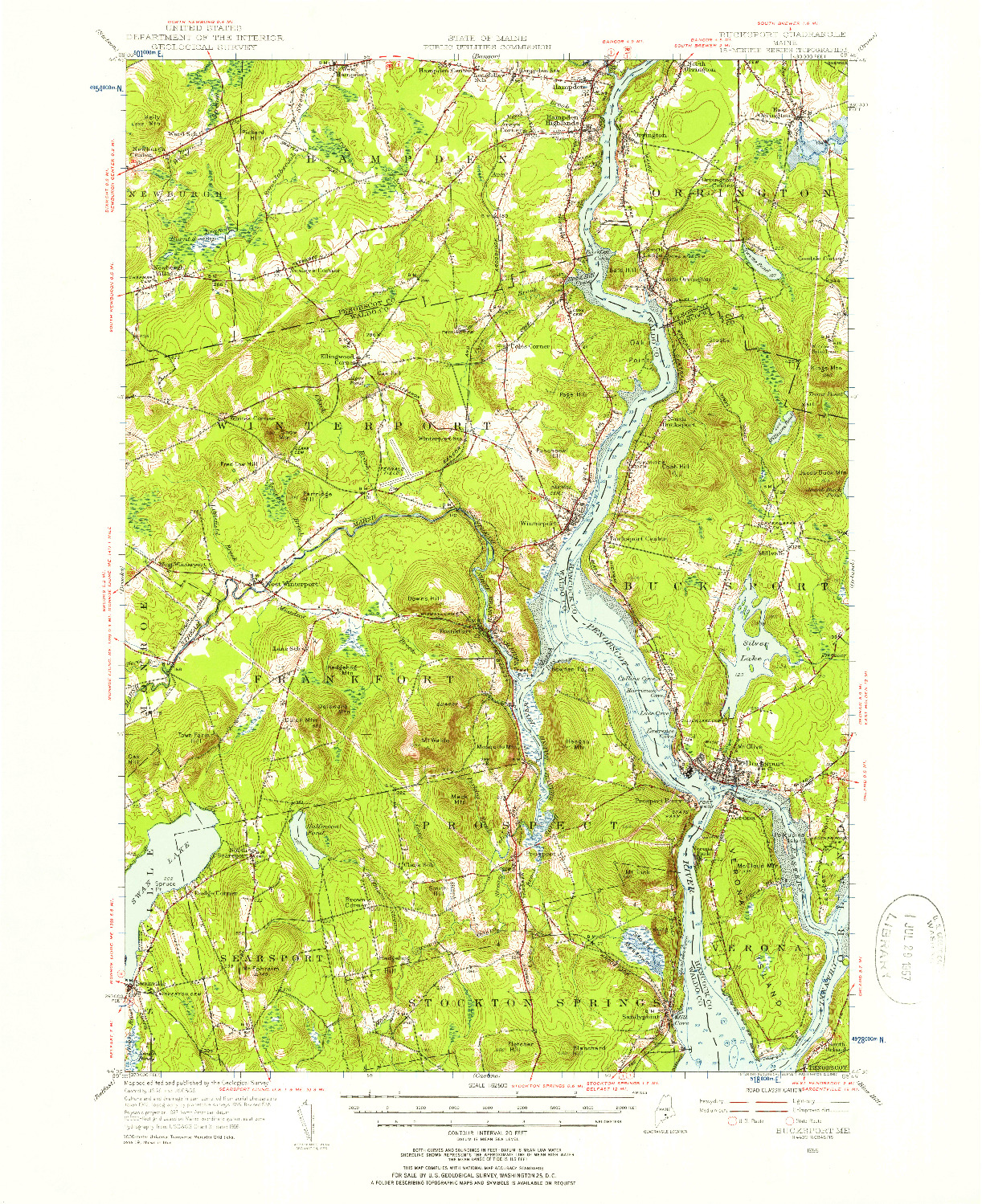 USGS 1:62500-SCALE QUADRANGLE FOR BUCKSPORT, ME 1955