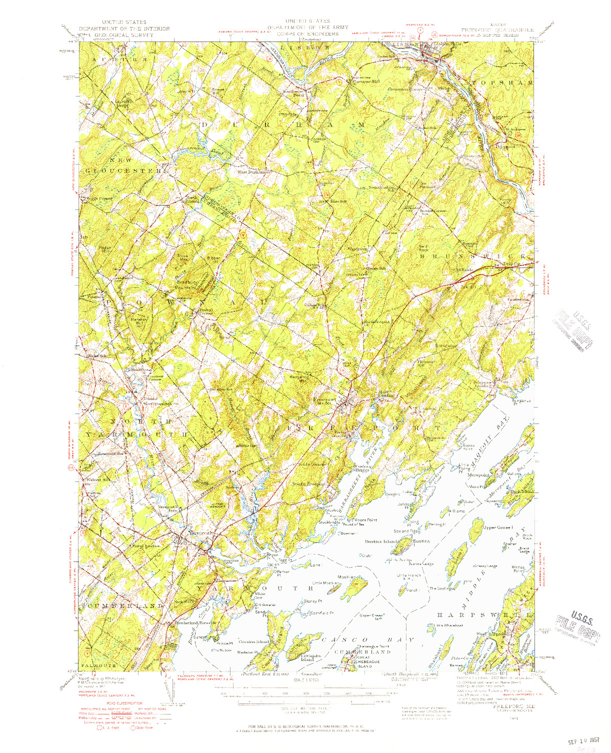 USGS 1:62500-SCALE QUADRANGLE FOR FREEPORT, ME 1941