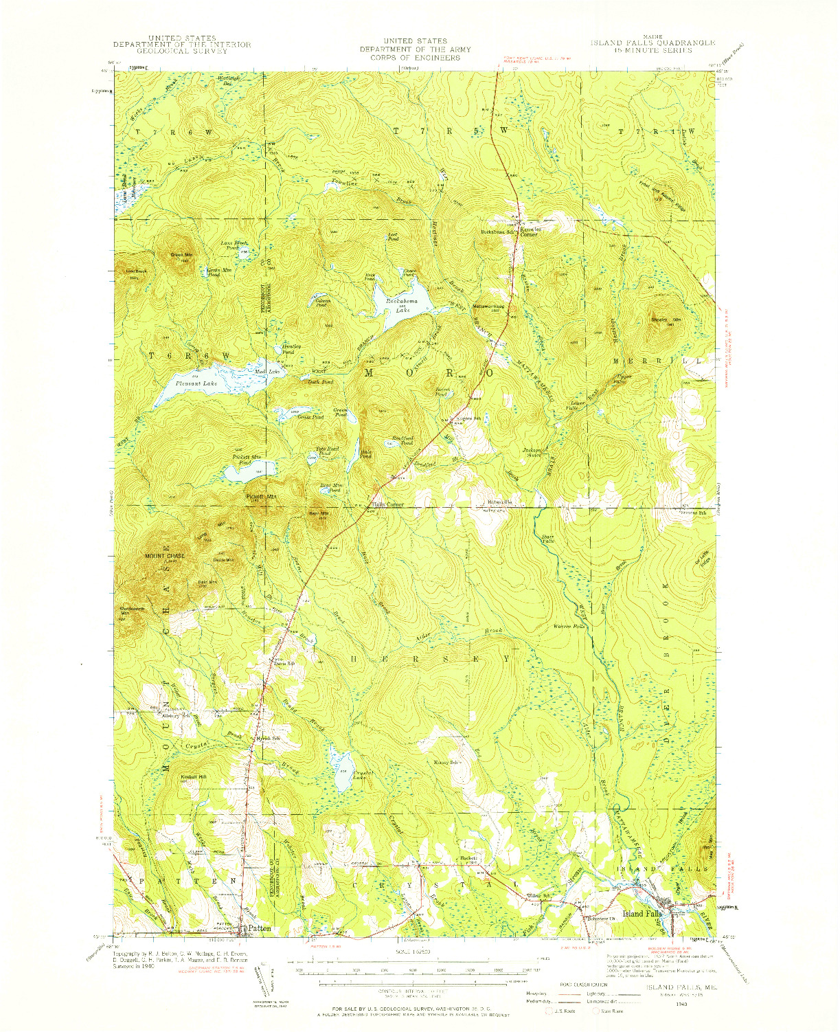 USGS 1:62500-SCALE QUADRANGLE FOR ISLAND FALLS, ME 1940