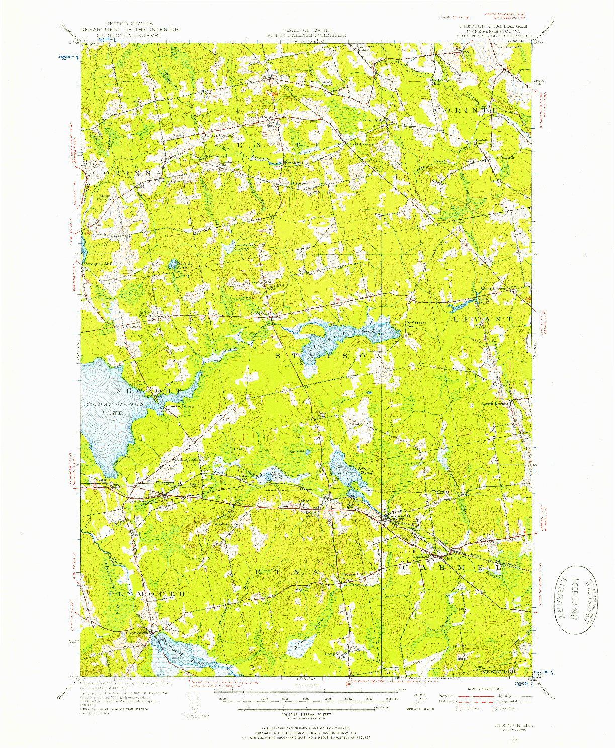 USGS 1:62500-SCALE QUADRANGLE FOR STETSON, ME 1955