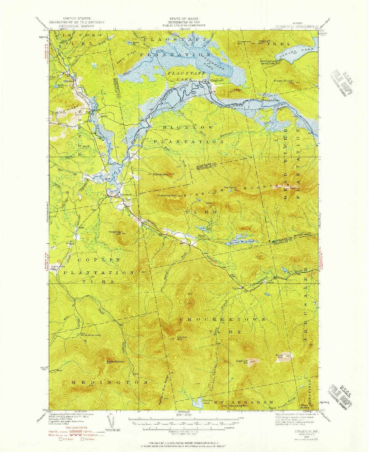 USGS 1:62500-SCALE QUADRANGLE FOR STRATTON, ME 1928