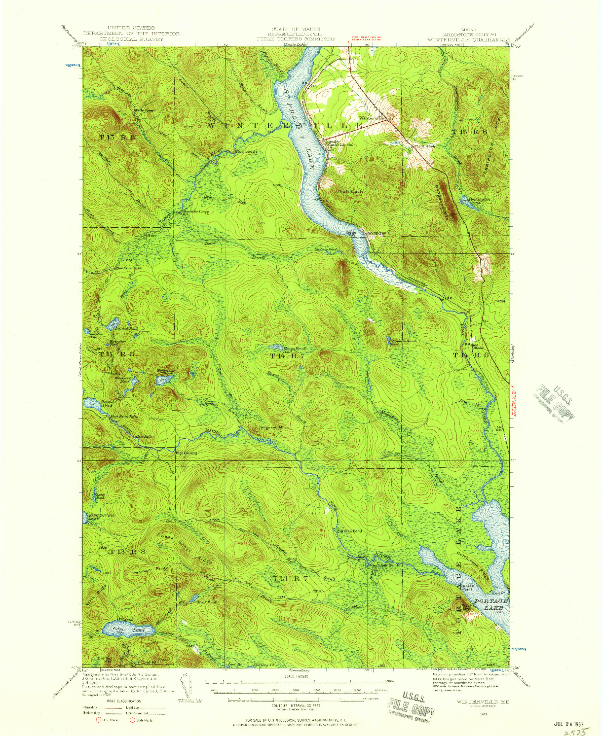 USGS 1:62500-SCALE QUADRANGLE FOR WINTERVILLE, ME 1928