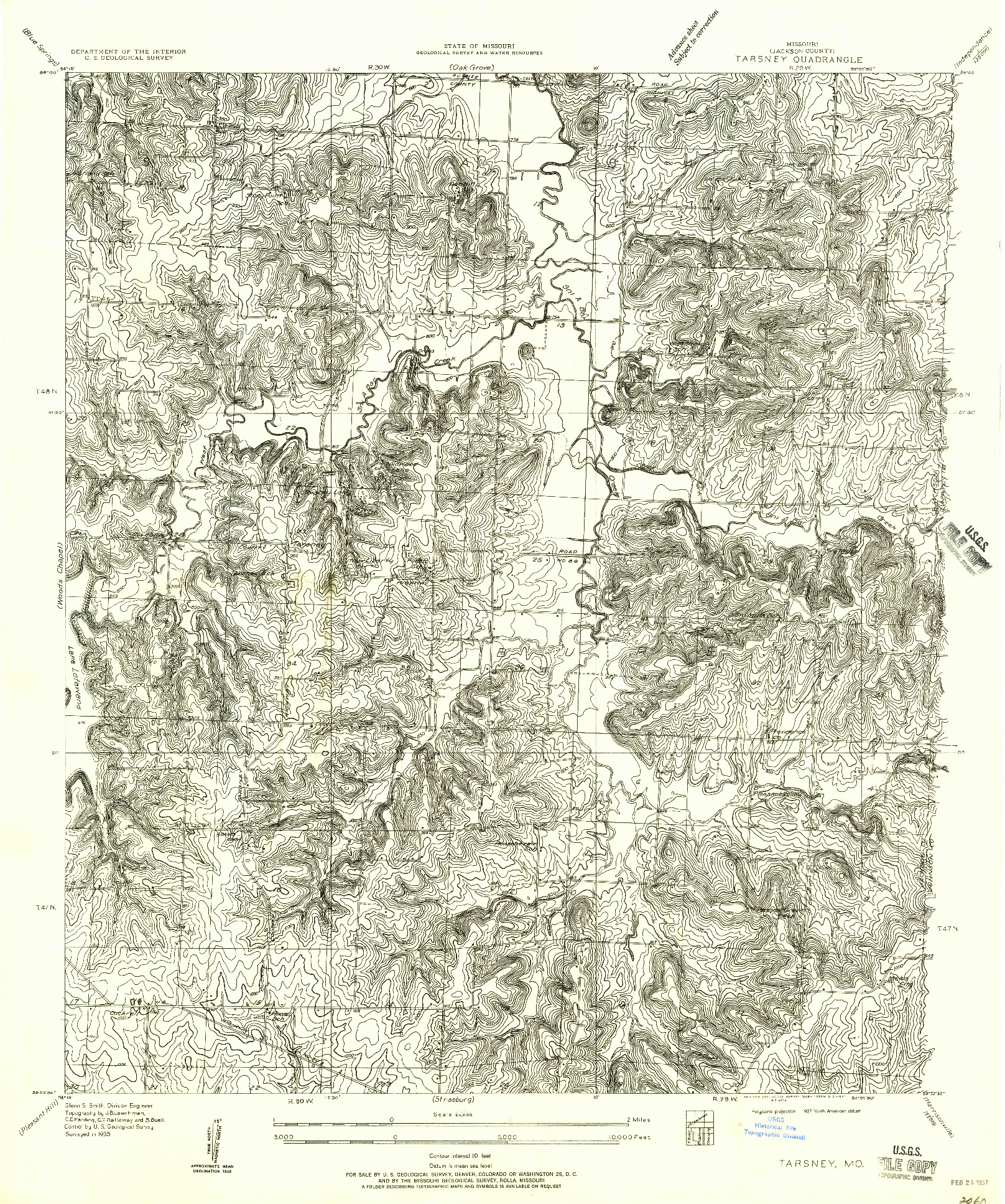 USGS 1:24000-SCALE QUADRANGLE FOR TARSNEY, MO 1957