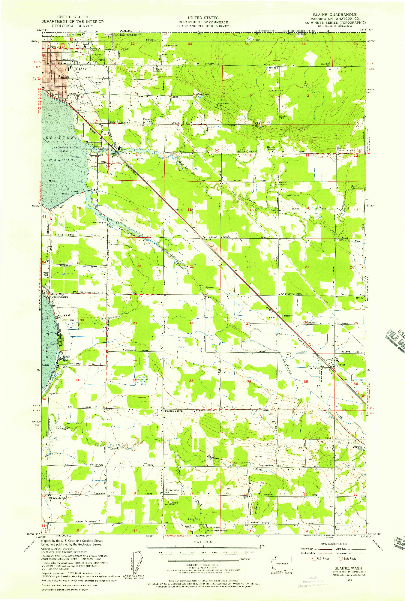 USGS 1:24000-SCALE QUADRANGLE FOR BLAINE, WA 1952