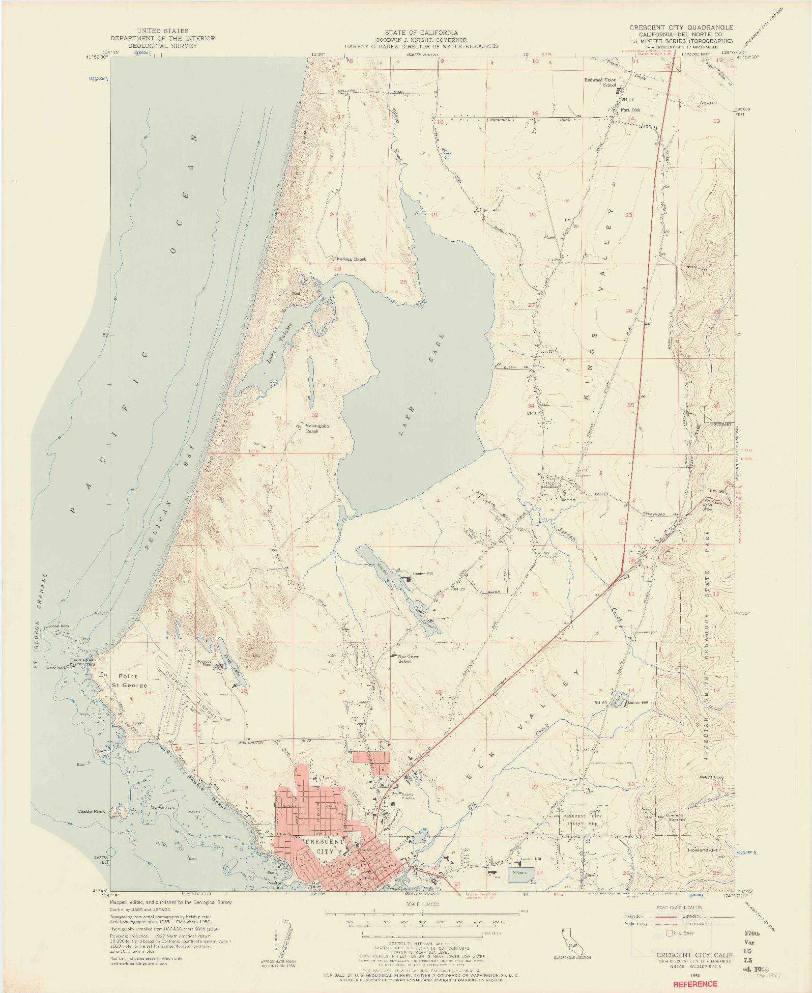 USGS 1:24000-SCALE QUADRANGLE FOR CRESCENT CITY, CA 1956