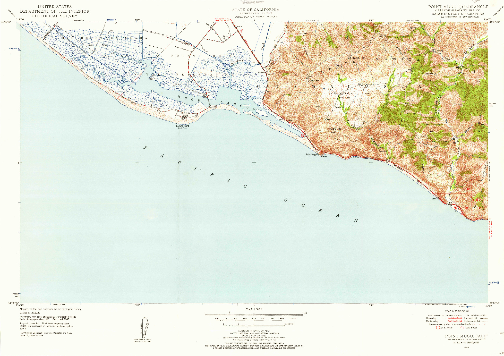 USGS 1:24000-SCALE QUADRANGLE FOR POINT MUGU, CA 1949