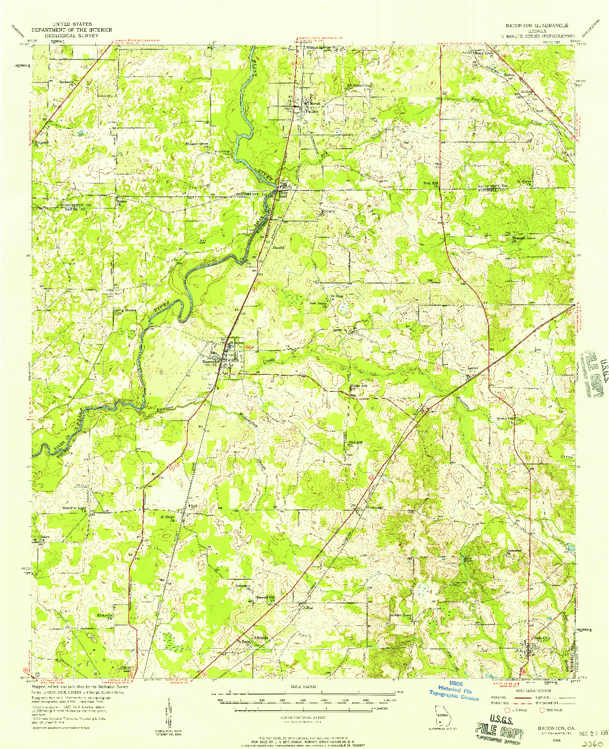 USGS 1:62500-SCALE QUADRANGLE FOR BACONTON, GA 1956