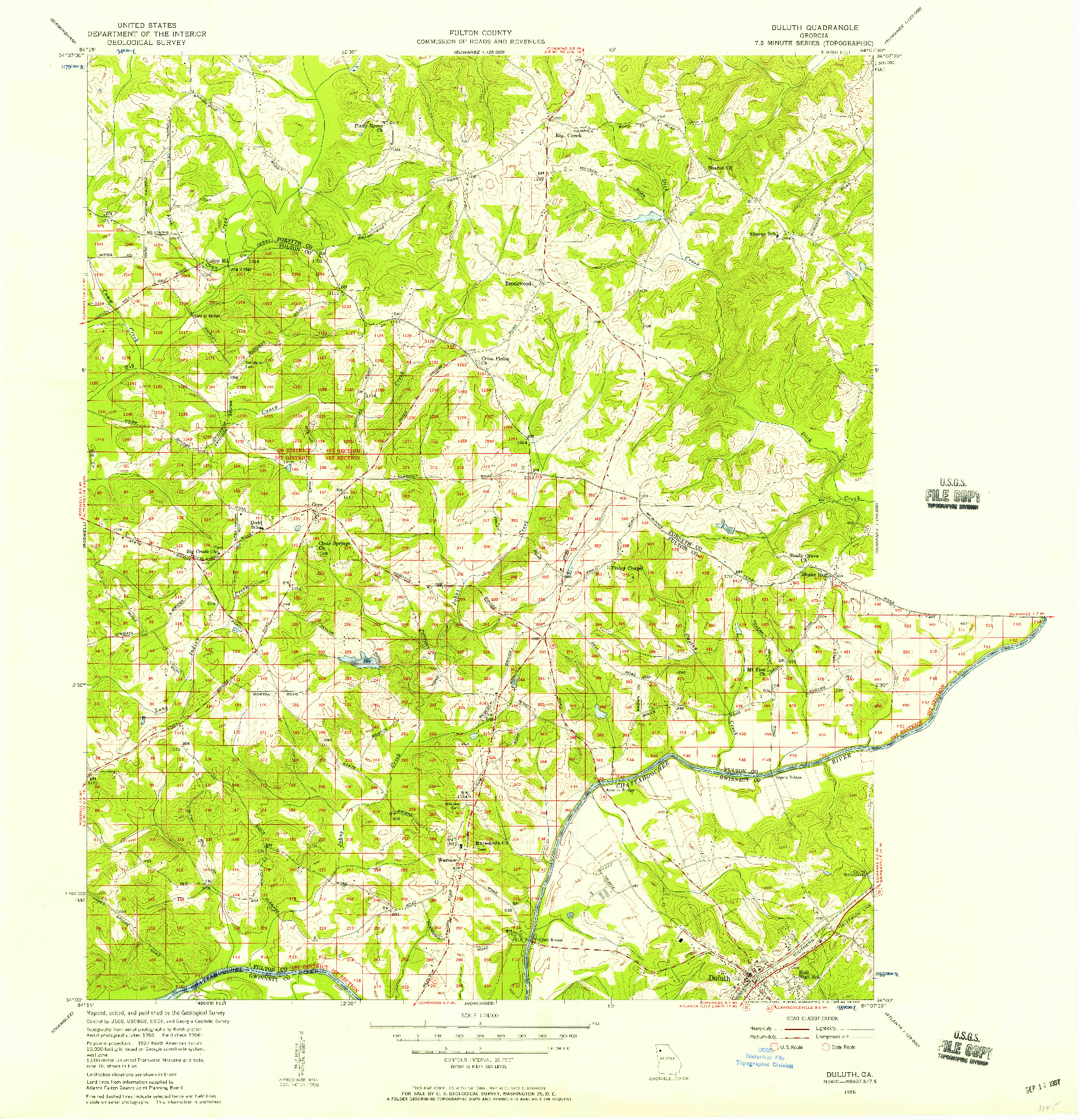 USGS 1:24000-SCALE QUADRANGLE FOR DULUTH, GA 1956