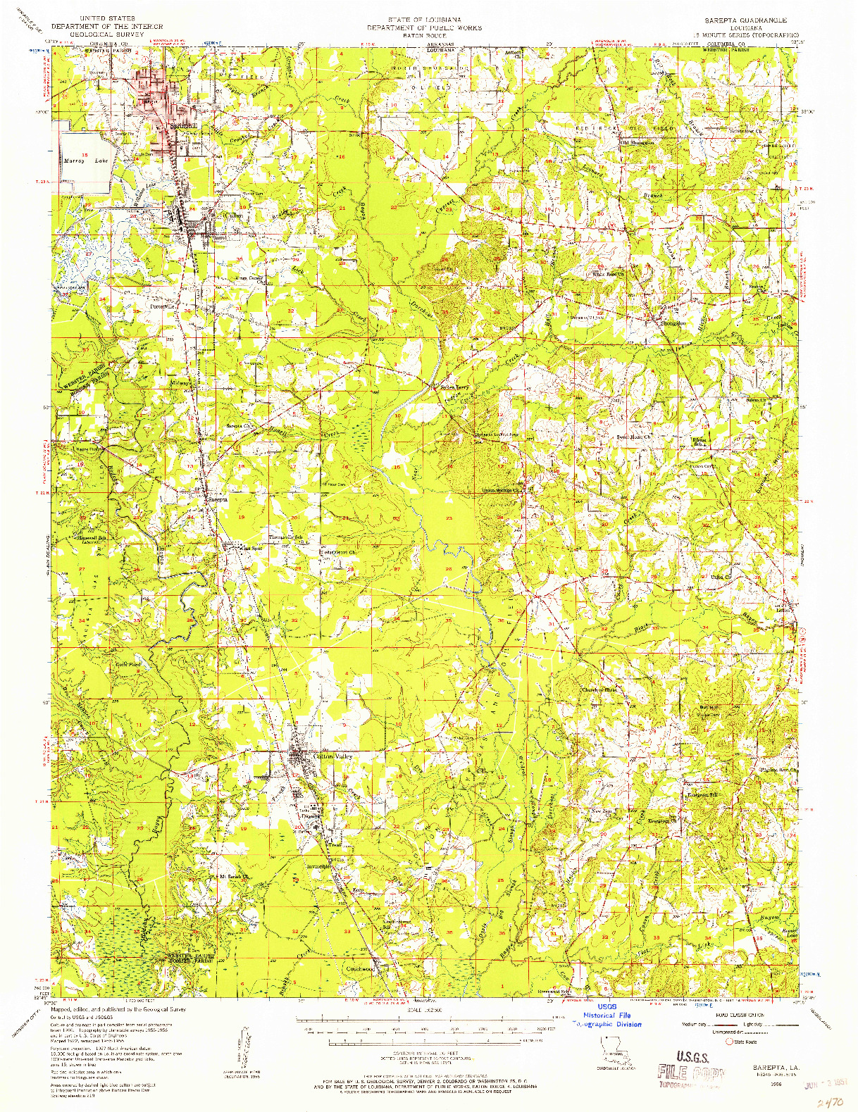 USGS 1:62500-SCALE QUADRANGLE FOR SAREPTA, LA 1956
