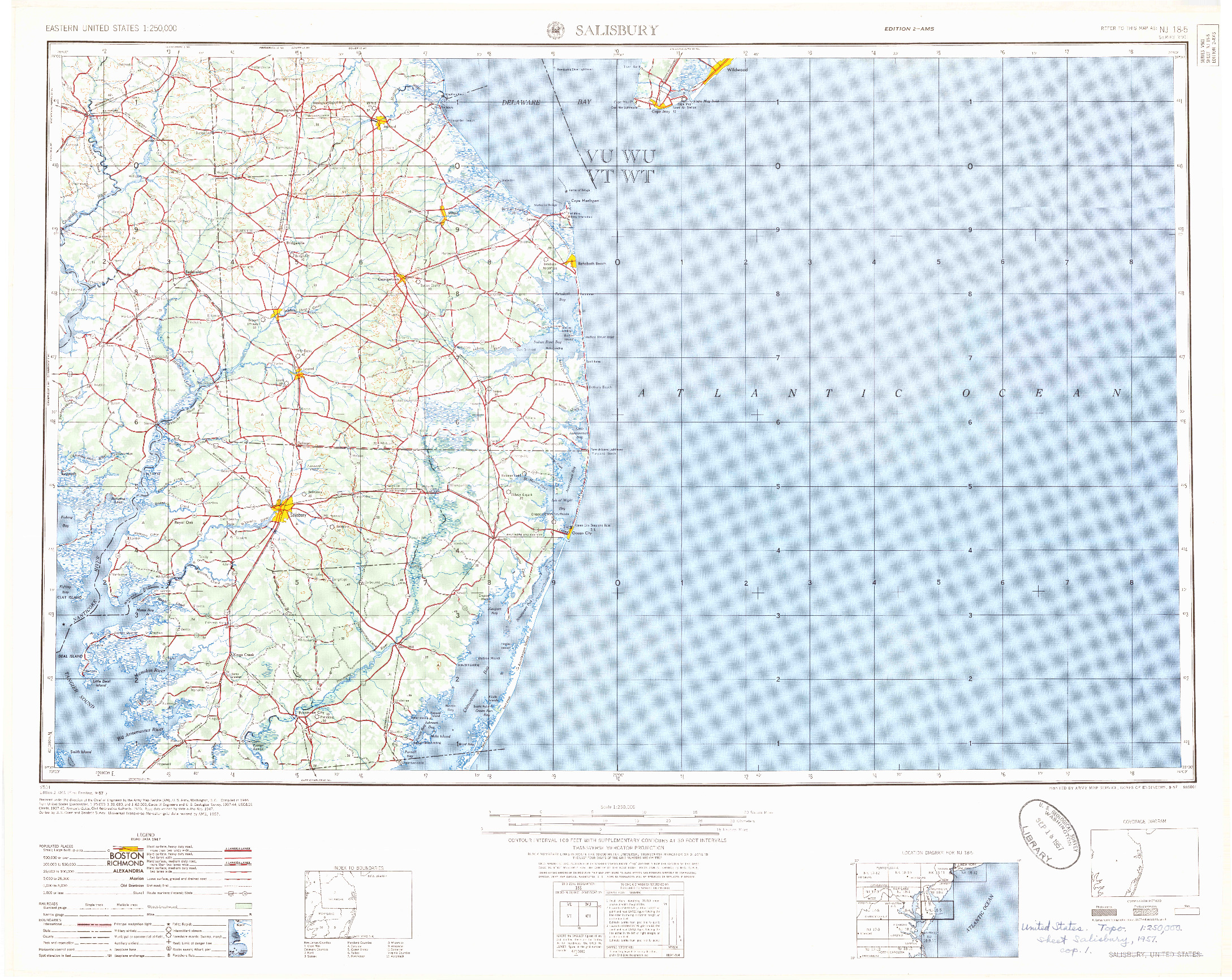 USGS 1:250000-SCALE QUADRANGLE FOR SALISBURY, MD 1957